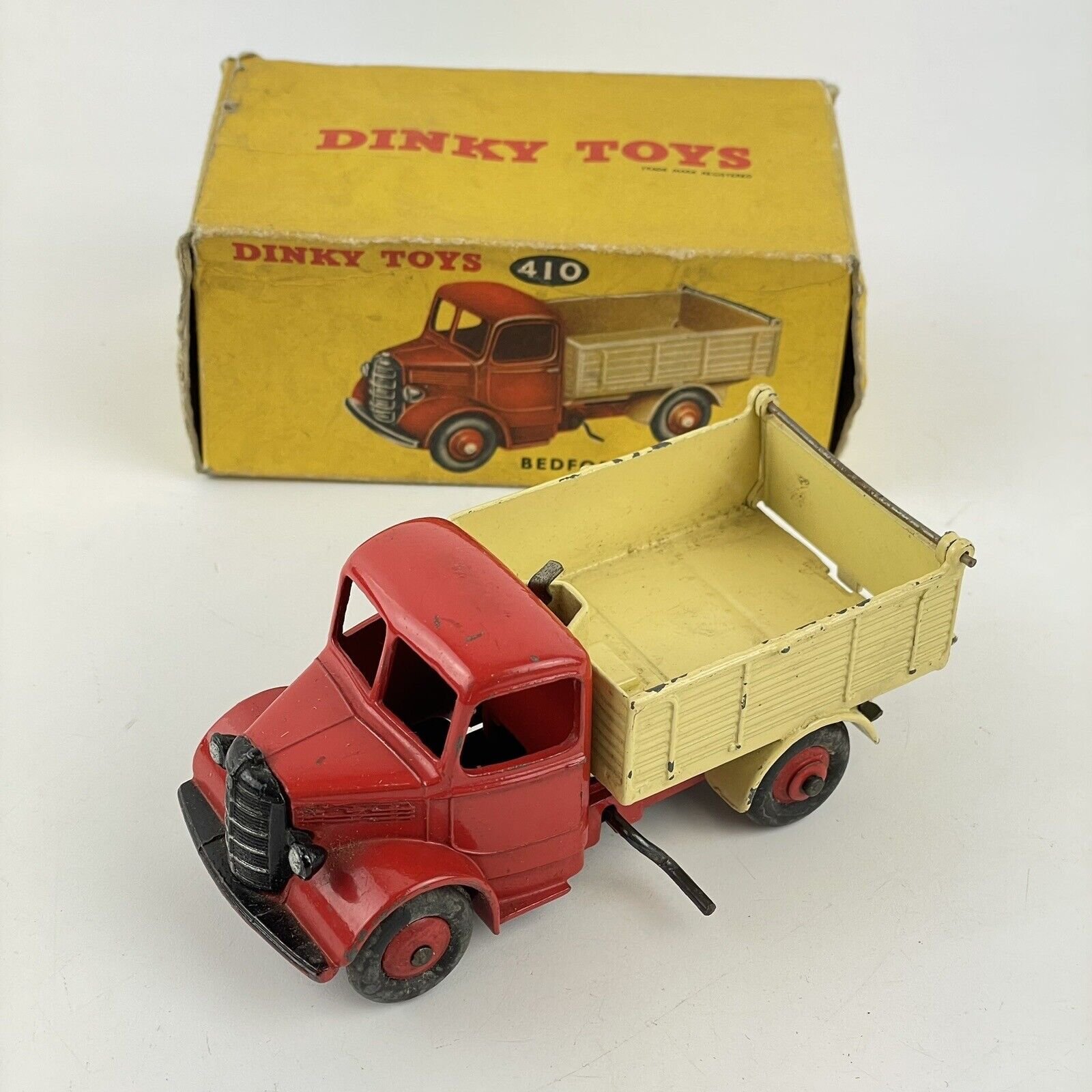 Vintage Boxed Dinky Toys No 410 Bedford End Tipper Truck Red & Fawn