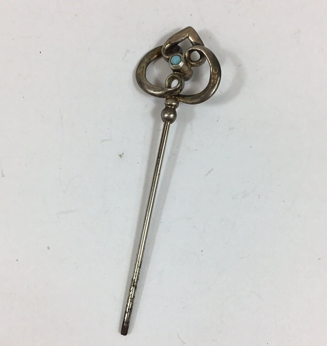 Antique Charles Horner Solid Silver Mounted Turquoise Set Hat Pin A/F 6.5cm Long