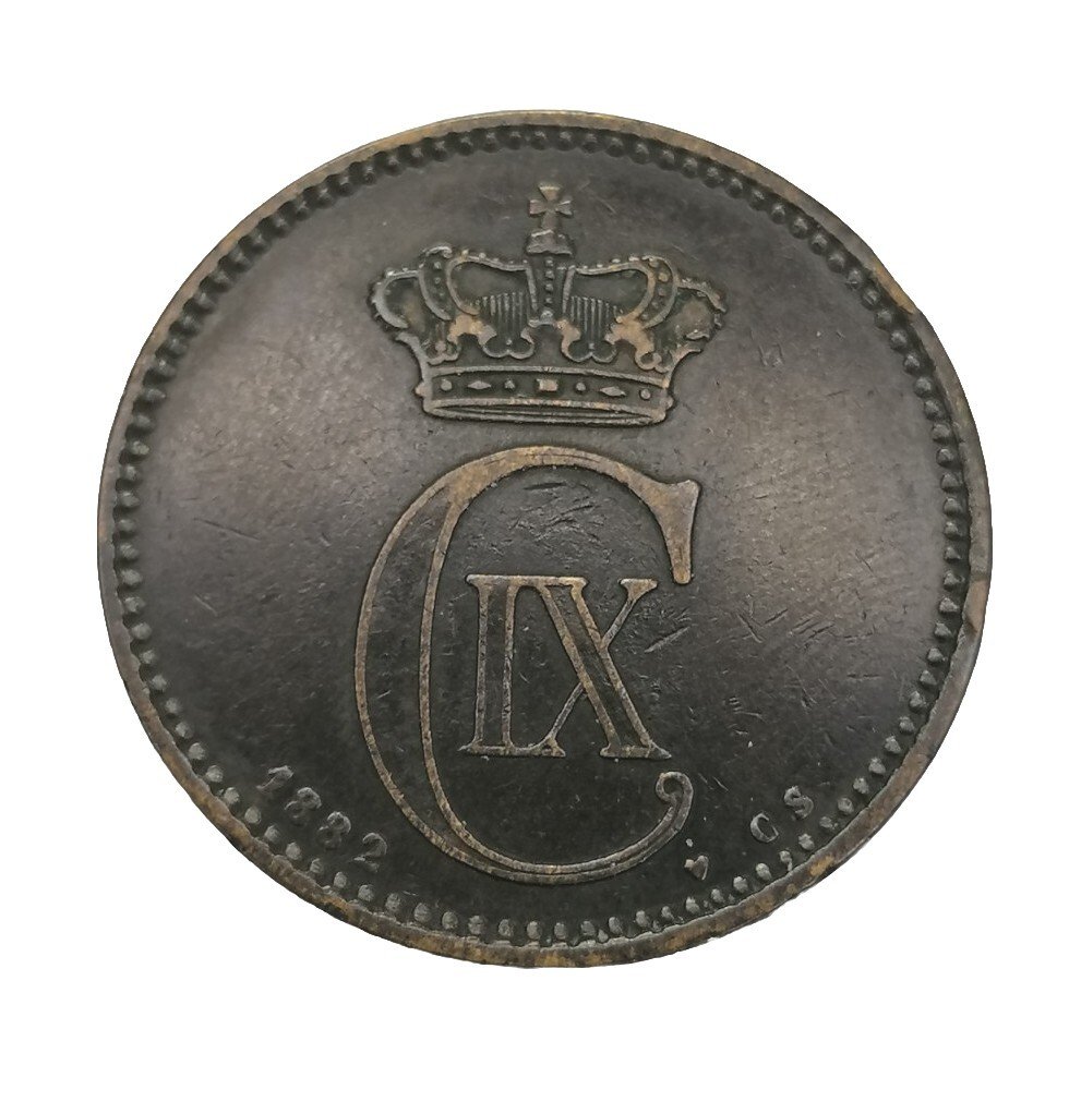 1882 Denmark 5 Ore Coin Bronze