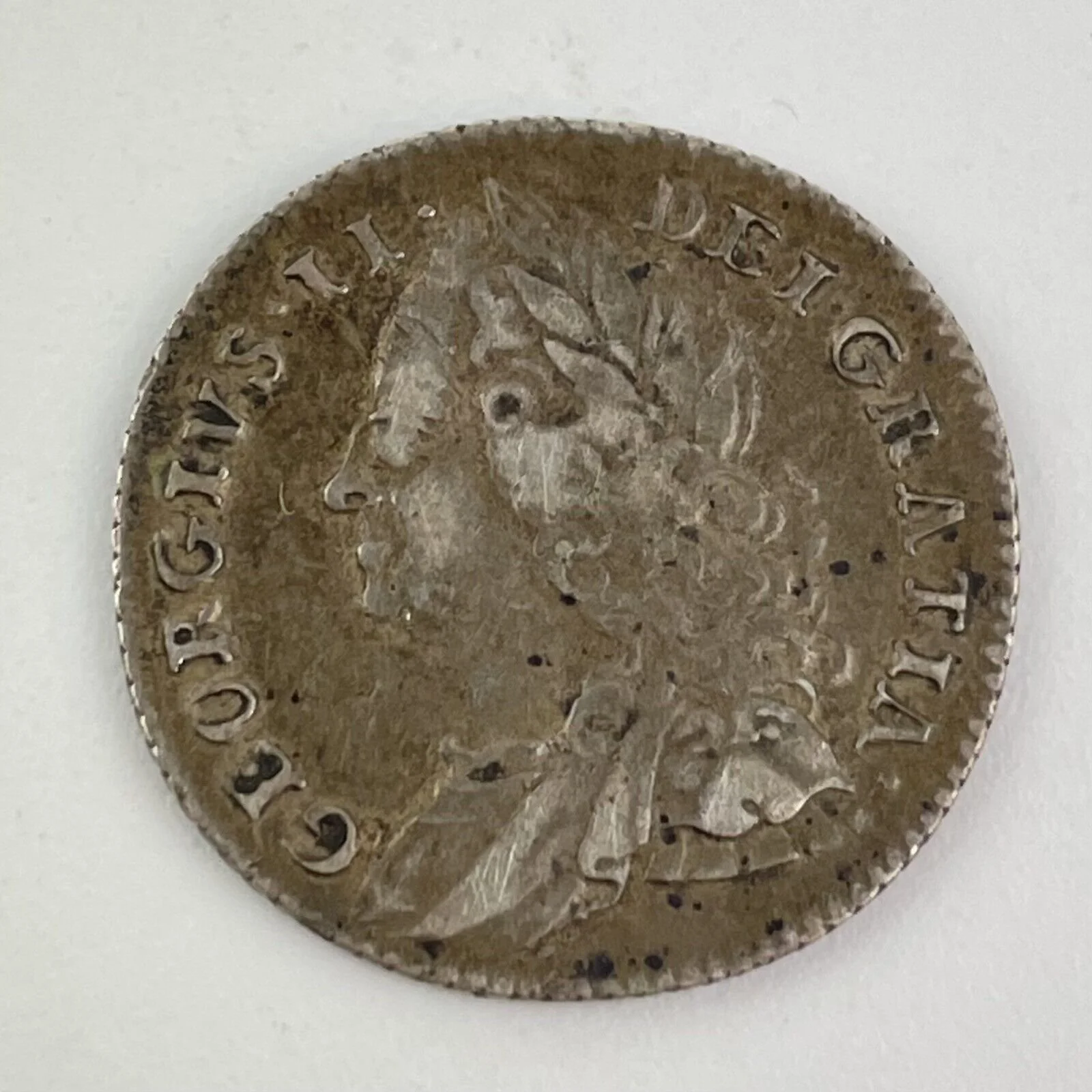 Great Britain George II 1757 Silver Sixpence Coin