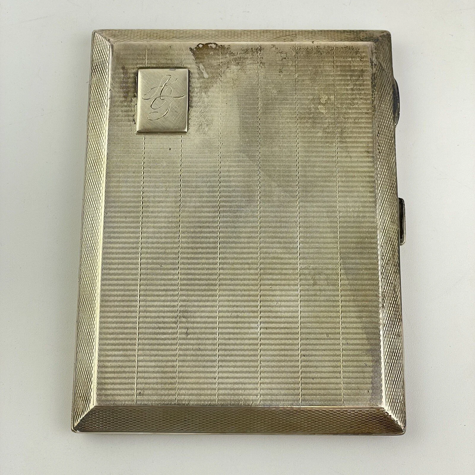 Antique Solid Silver Cigarette Case 11.3cm X 8.5cm Birmingham 1925 179g