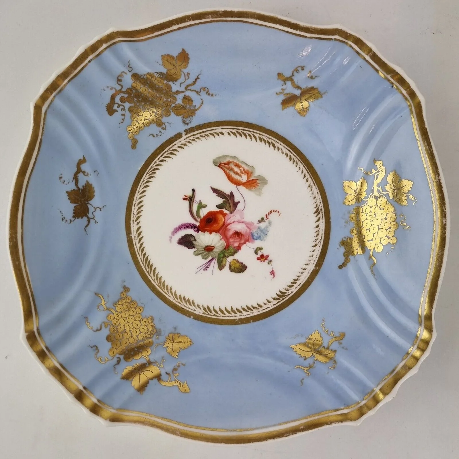 Antique 19th Century Ridgway Plate Painted With Flowers #6