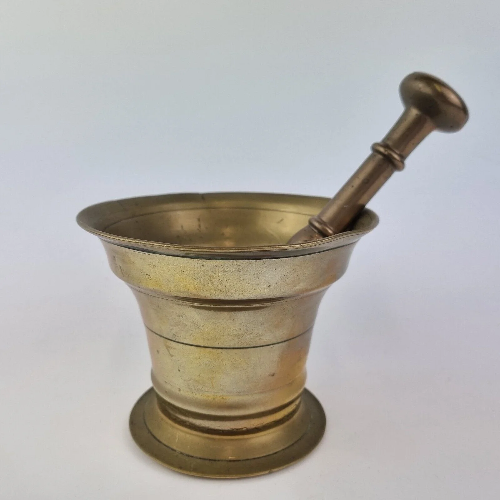 Antique 19th Century Brass Mortar And Pestle 13.8cm Diameter