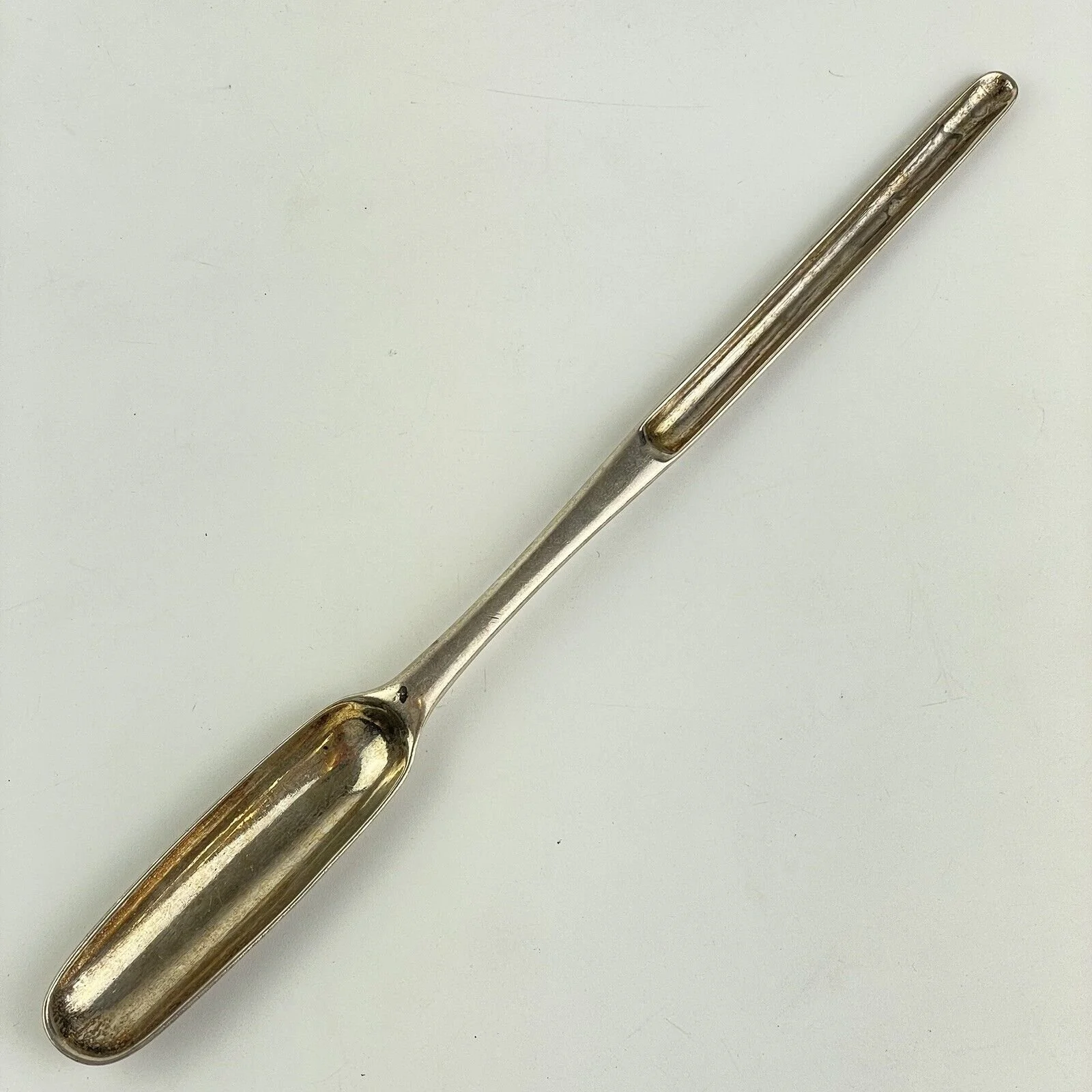 Antique George II Solid Silver Double Ended Marrow Scoop 22.5cm Jeremiah King