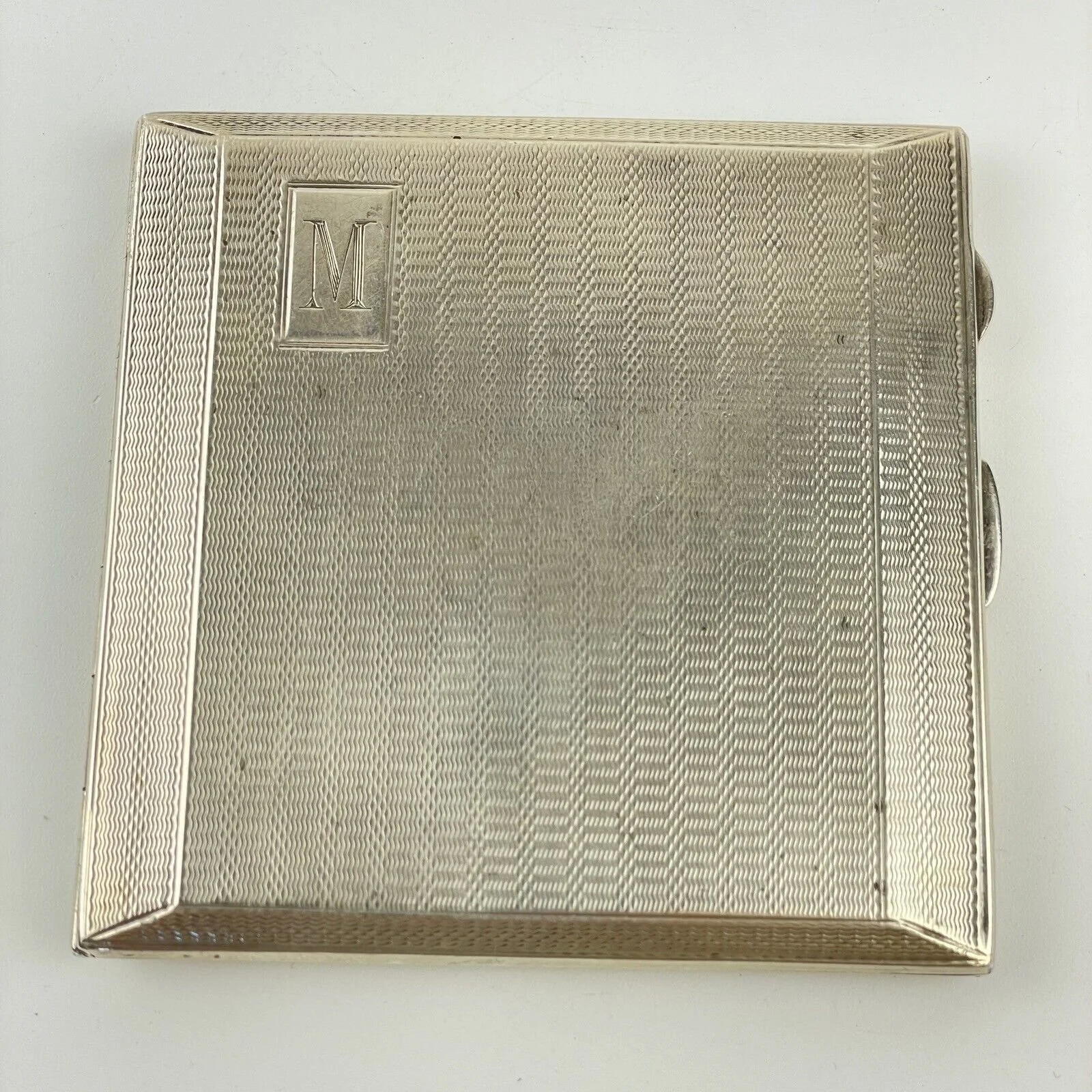 Antique Solid Silver Cigarette Case Joseph Gloster Ltd 1934 8cm X 8cm