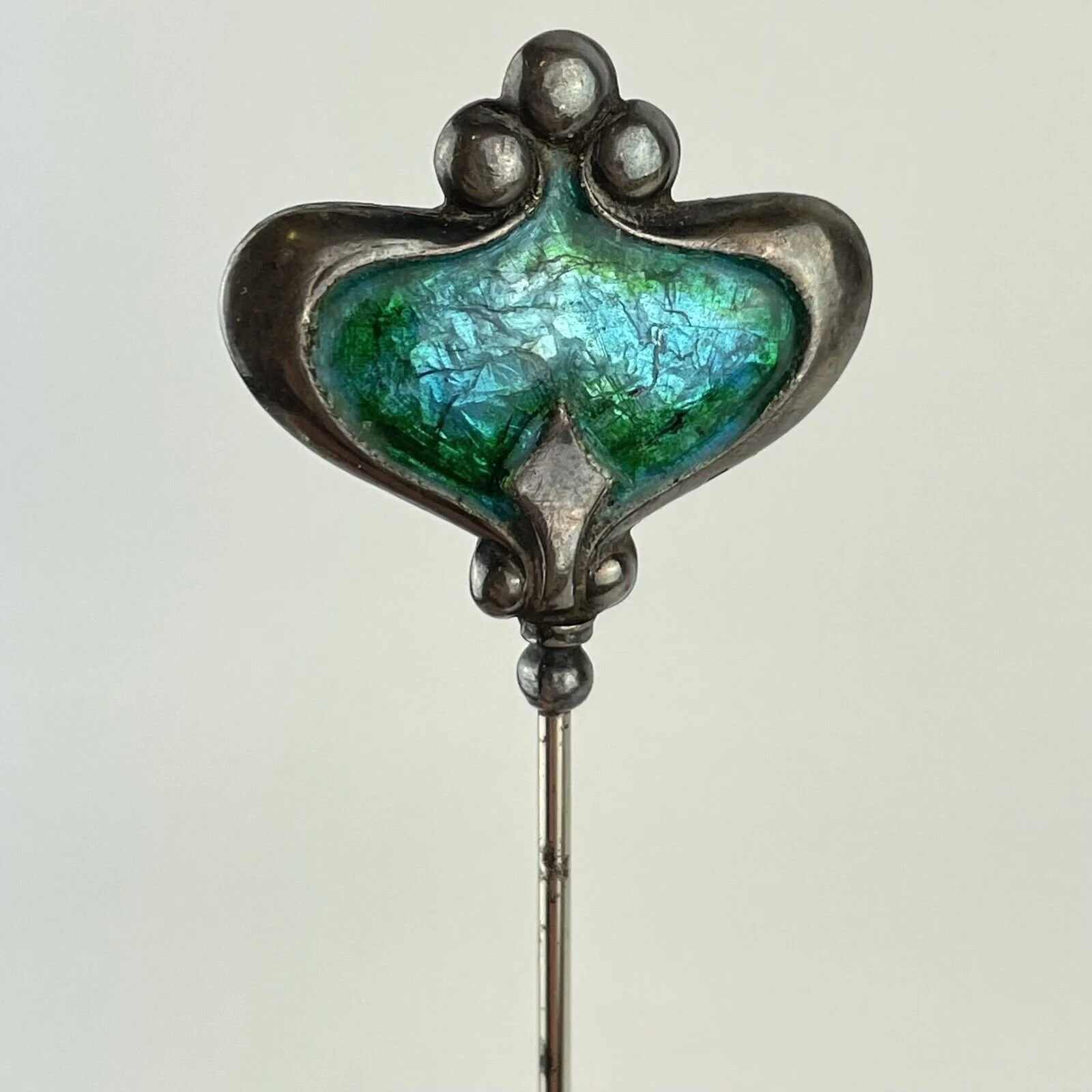 Art Nouveau Arts & Crafts Solid Silver Enamel Hat Pin Pendleton & Sons 1908