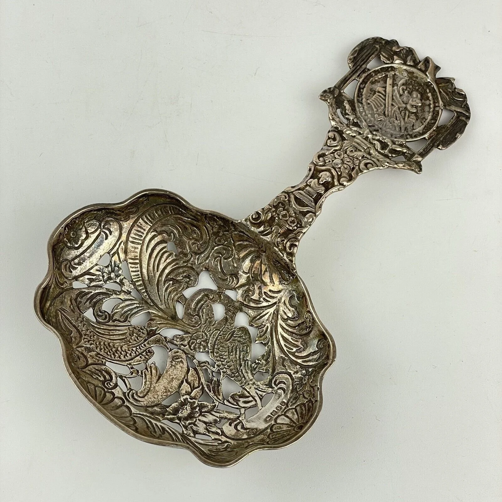 Antique Solid Silver Dutch Bonbon Spoon Imported By William Moering 1898 14.8cm