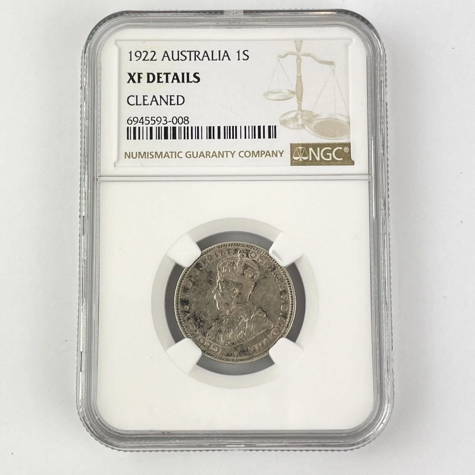 NGC Graded Australia 1922 1S One Shilling Coin XF Details Cleaned