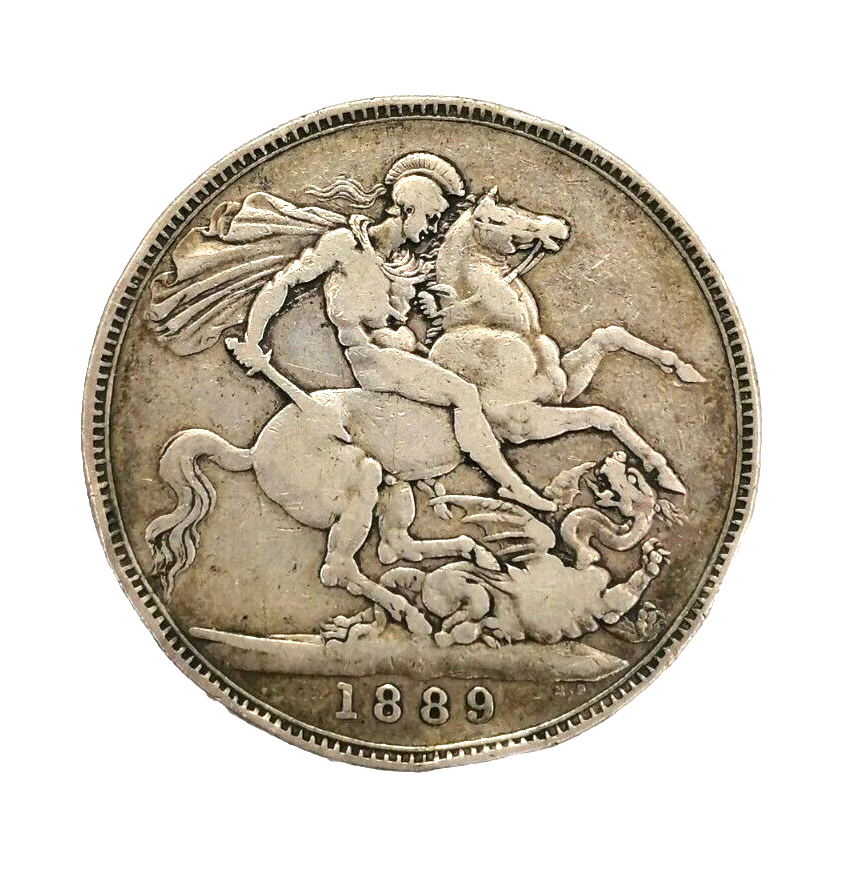 1889 QUEEN VICTORIA JUBILEE HEAD SILVER CROWN COIN.