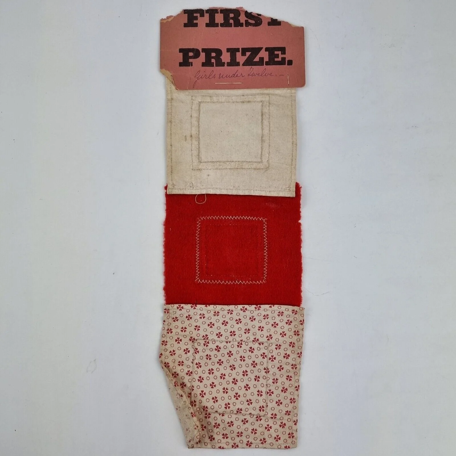 Antique Needlework Sampler/ Textile School First Prize Girls Under 12