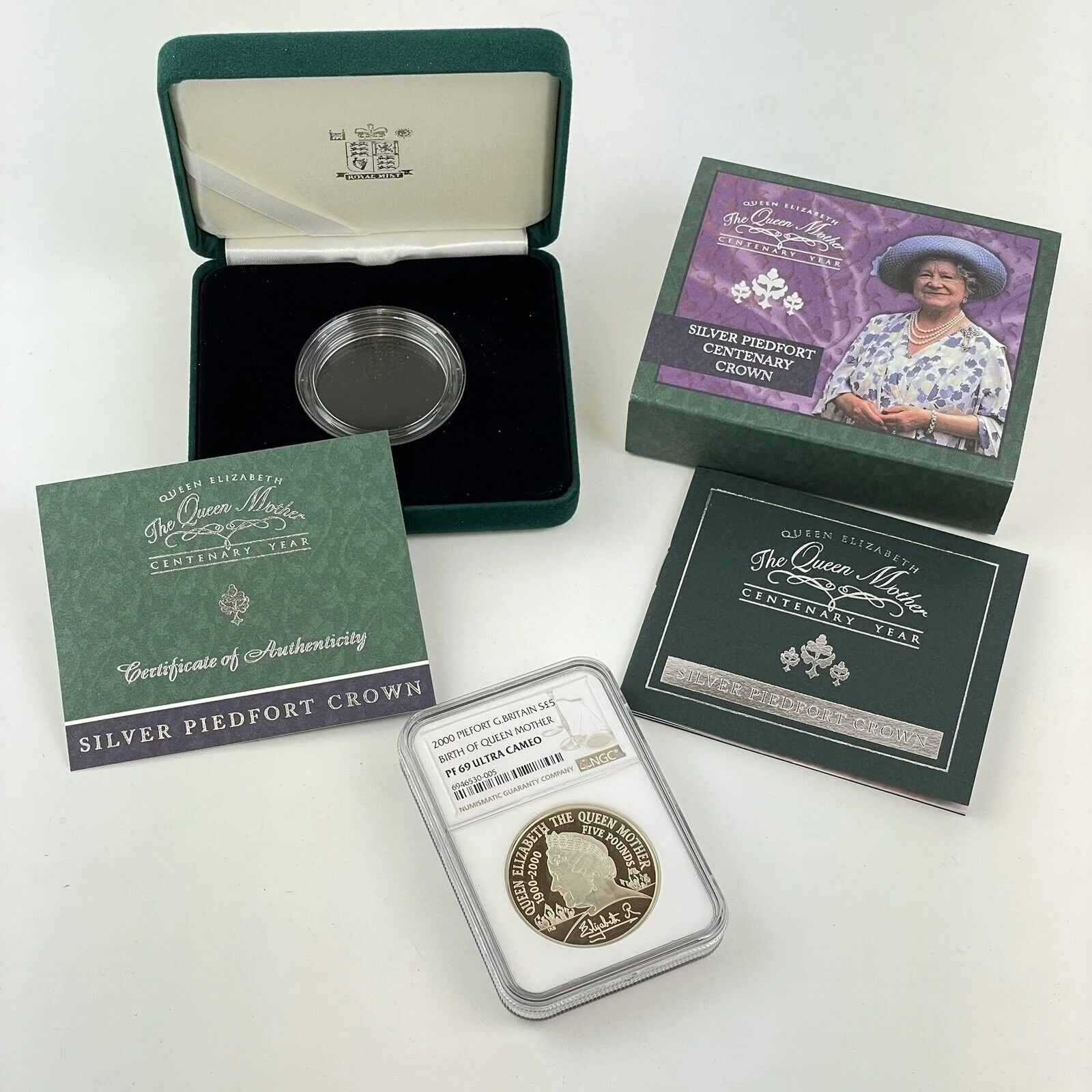 NGC Graded 2000 Piedfort Great Britain Silver £5 Proof PF 69 Ultra Cameo Coin