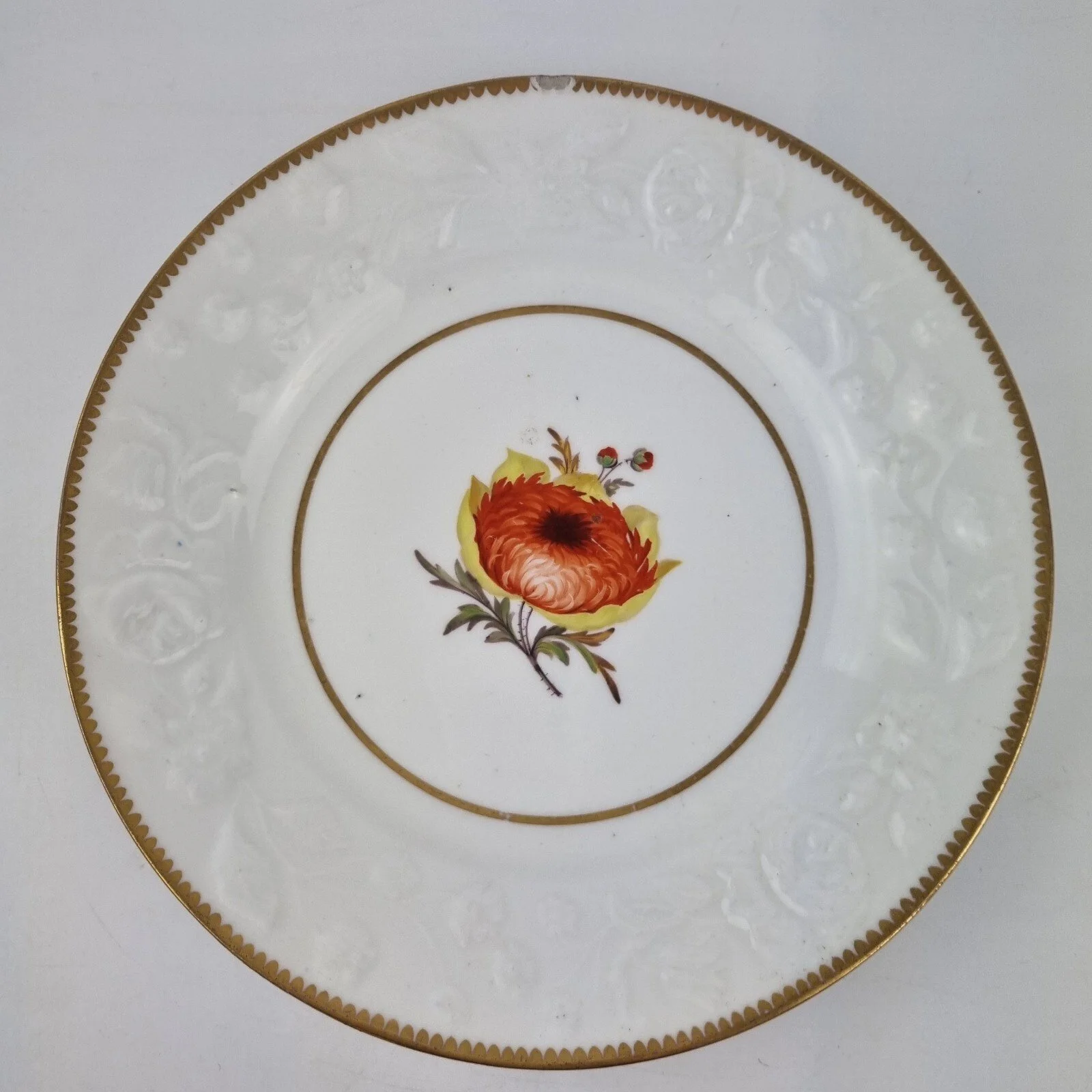 Antique 19th Century Chamberlains Worcester Plate Painted With Flowers 21.6cm#15