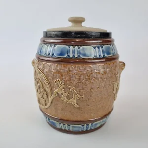 Antique Royal Doulton Stoneware Tobacco Jar With Replacement Cover —  Wheeler Antiques
