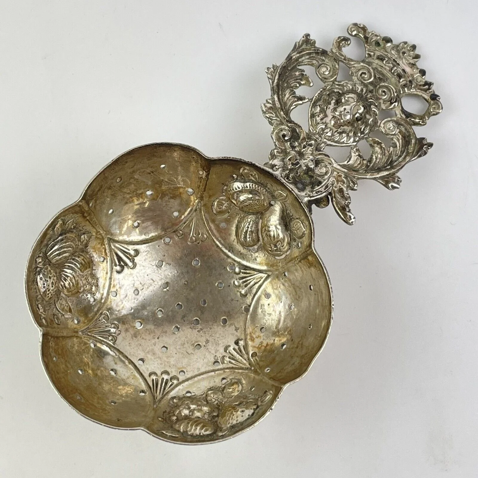 Antique German Solid Silver Tea Strainer Karl Kurz Imported 1903 10.8cm