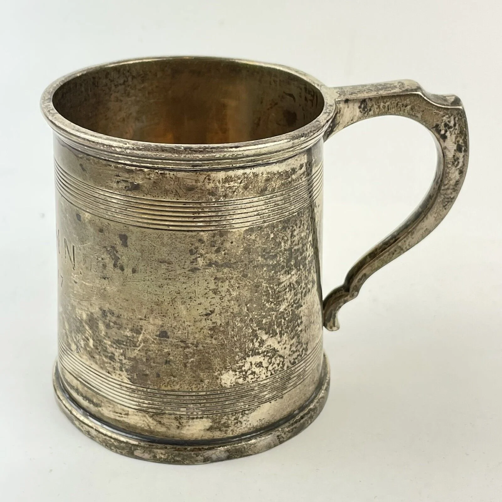 Antique Solid Silver Cup / Mug Tankard A & J Zimmerman 1926 7cm