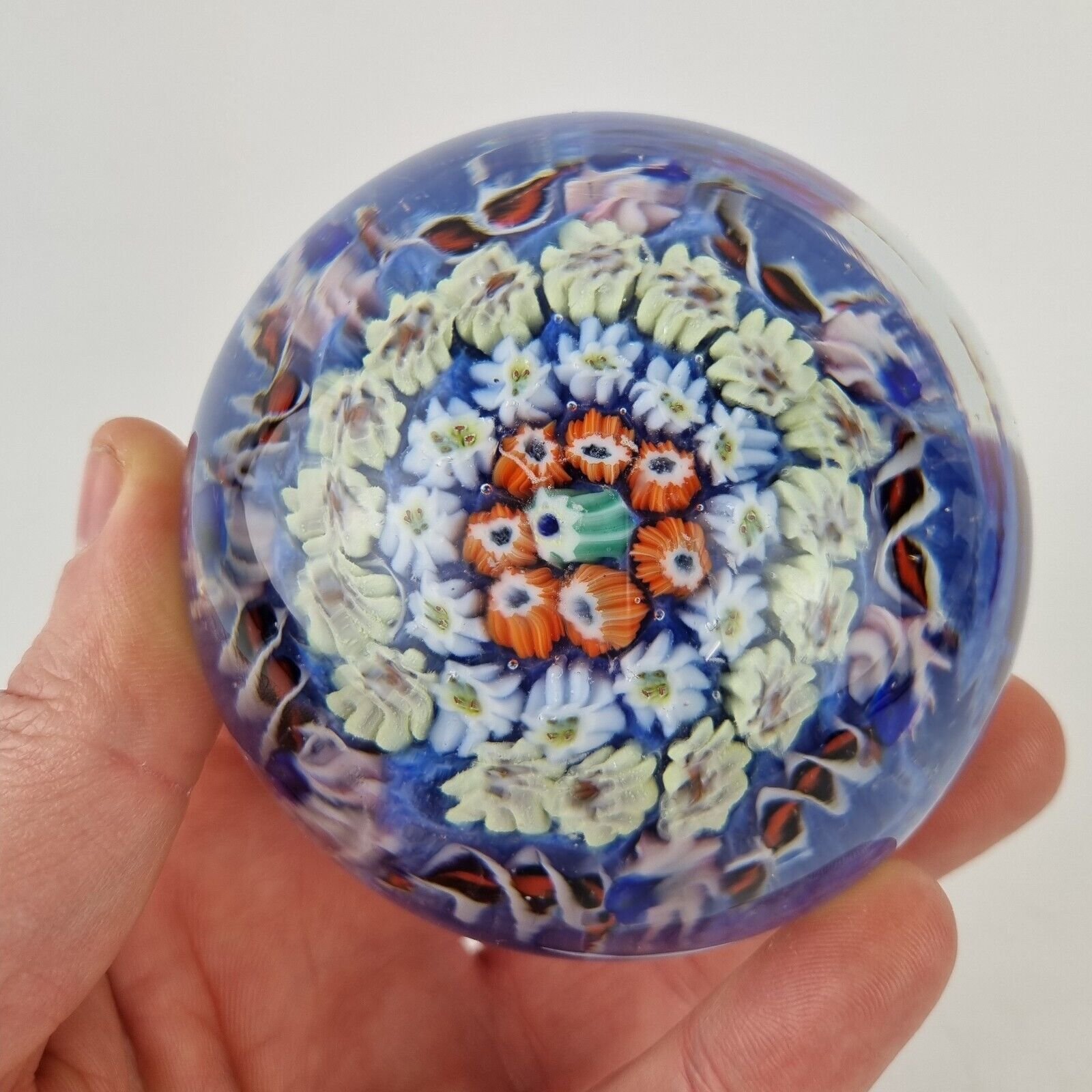 Vintage Vasart Scotland Art Glass Paperweight Millefiori Canes