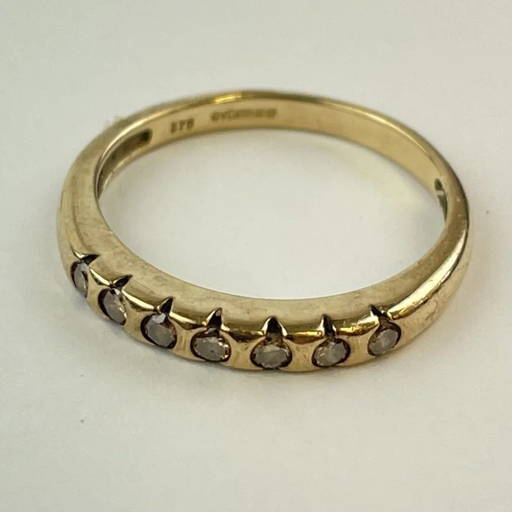 9ct Yellow Gold Brown Diamond Half Eternity QVC Ring Size L