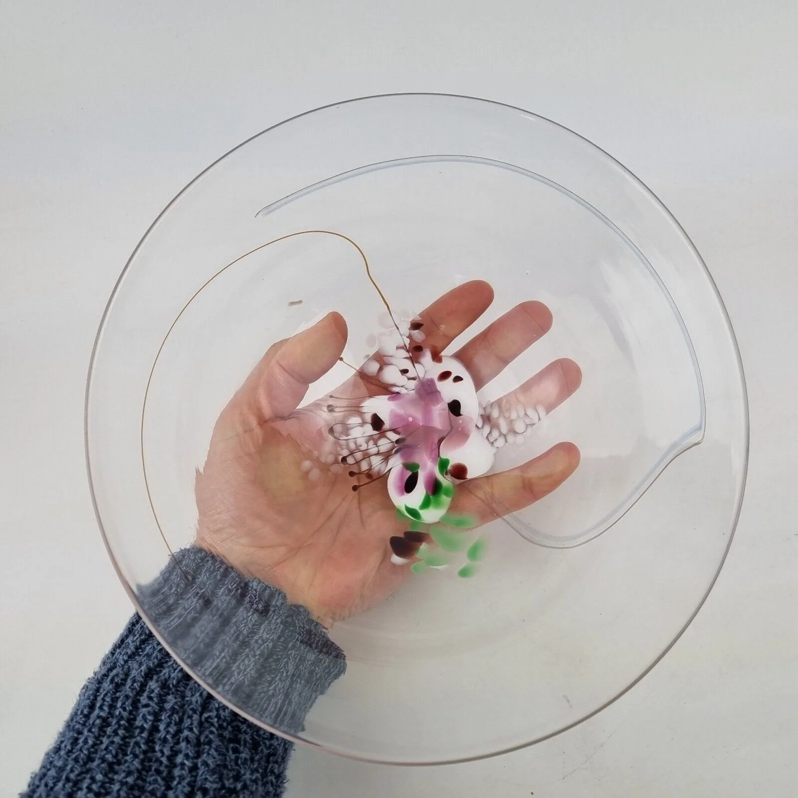 20th Century Art Glass Bowl With Flower Decoration Indistinctly Signed Richard ?