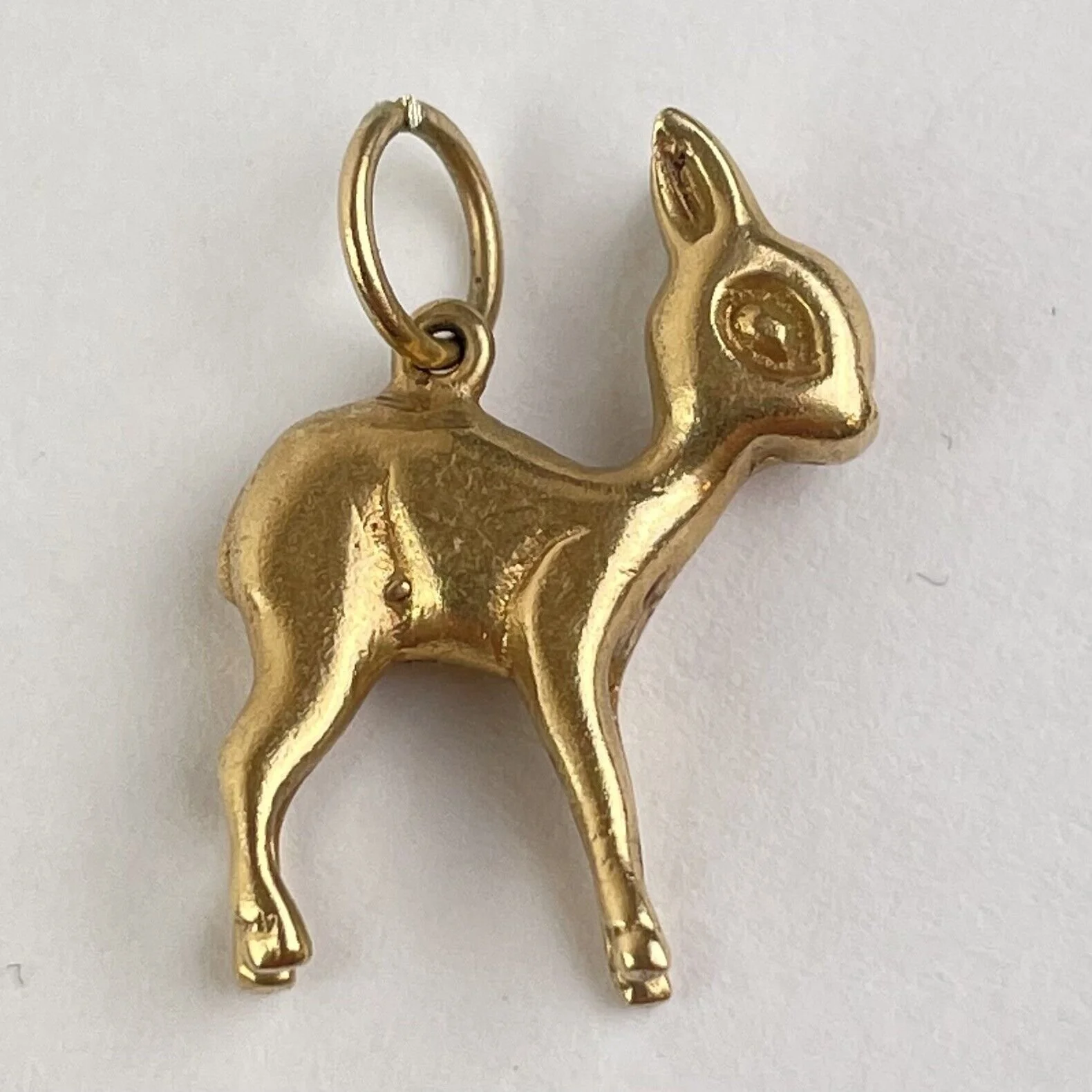 Vintage 9ct Yellow Gold Fawn Deer Charm 3.4g 2cm
