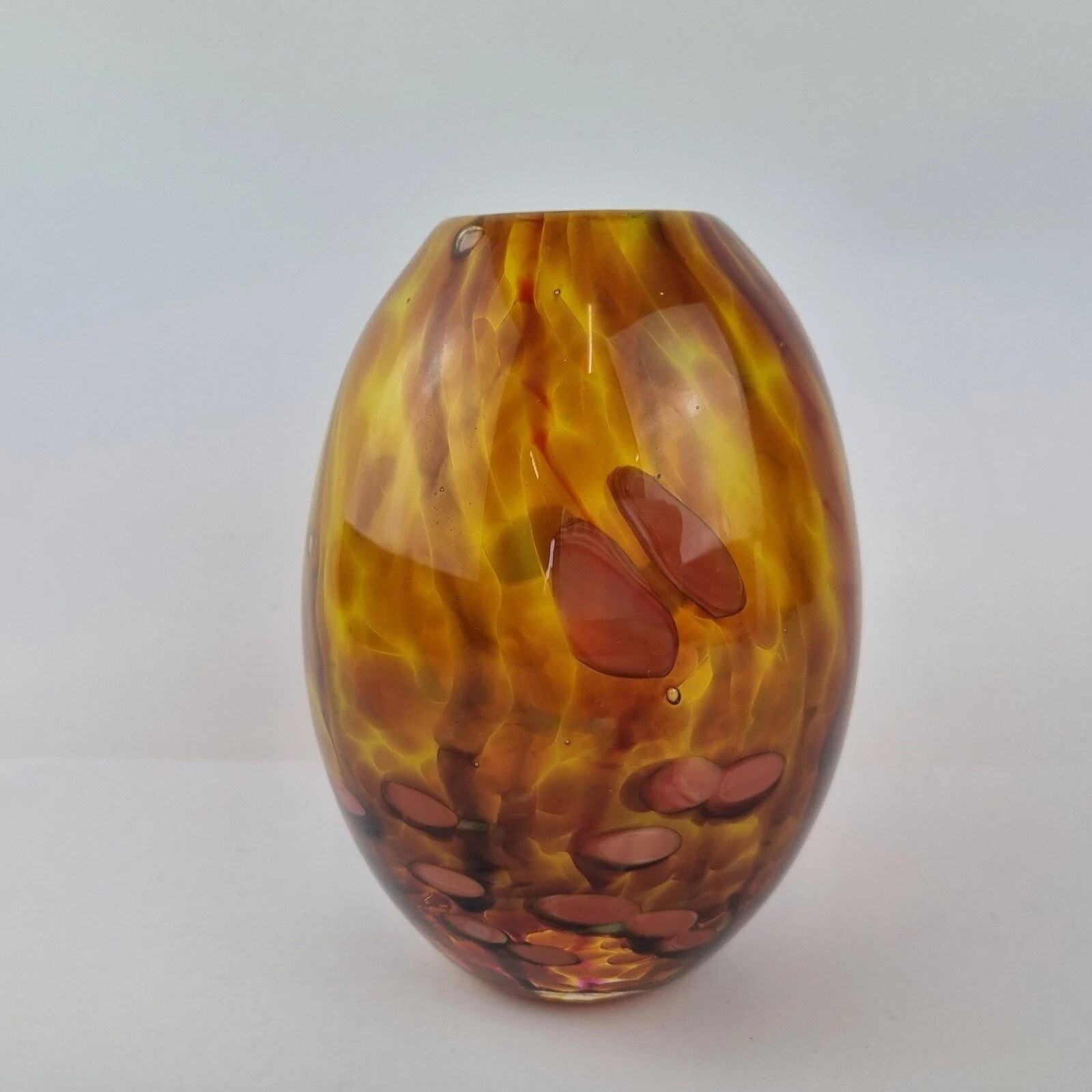 Pete Fricker Unsigned Studio Art Glass Vase 14cm High