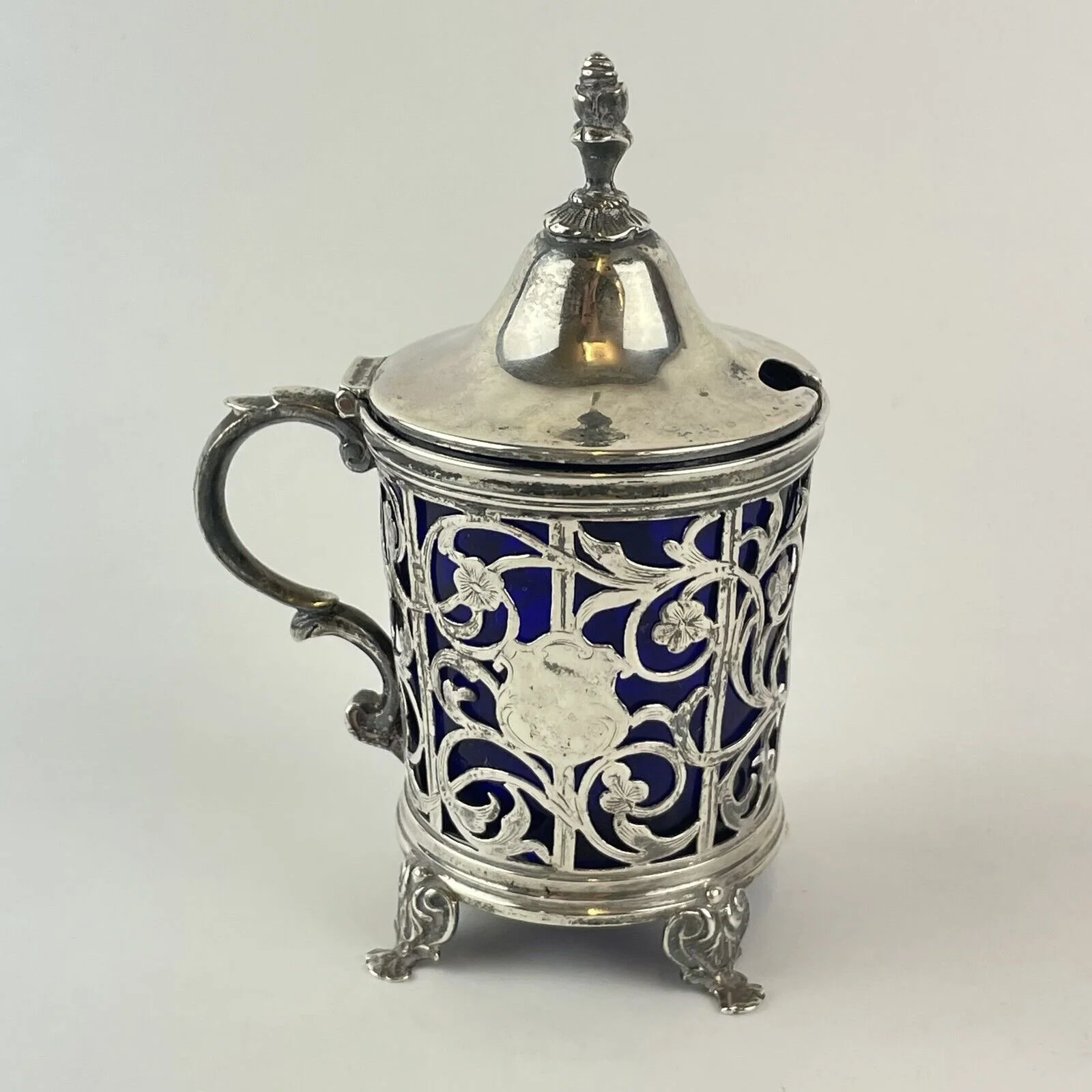 Antique French Solid Silver Mustard Pot 12.5cm Jean François Veyrat Liner A/F