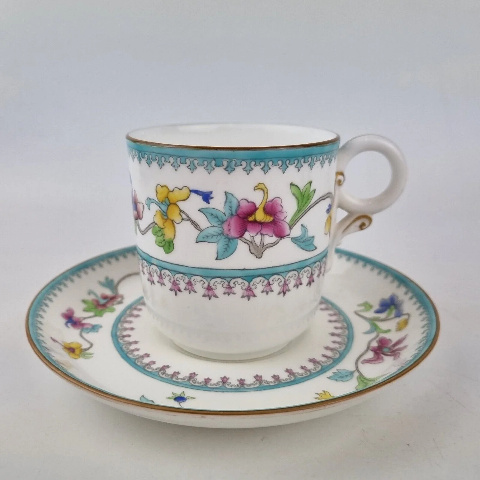 Antique Royal Worcester Breakfast Cup And Saucer With Floral Decoration