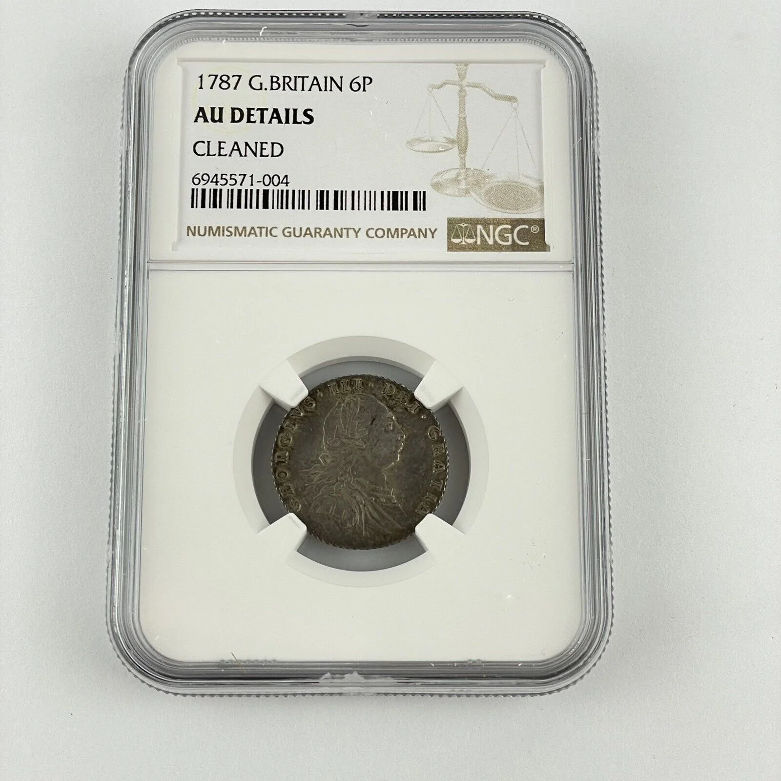 Great Britain George III 1787 6P Sixpence AU Details Cleaned Coin NGC Graded