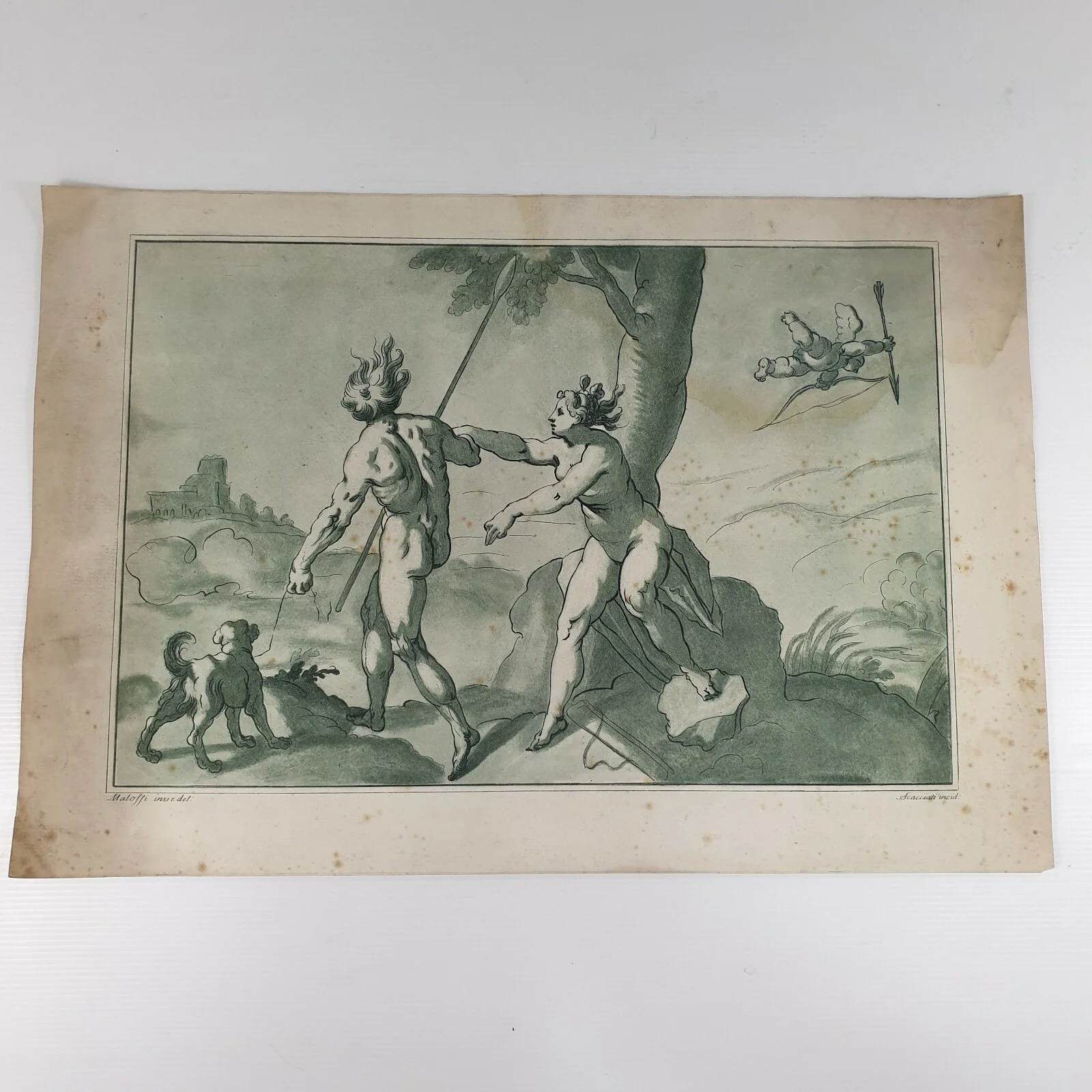Antique Aquatint Print By Andrea Sacciati After Giovan Battista Trotti Venus & .