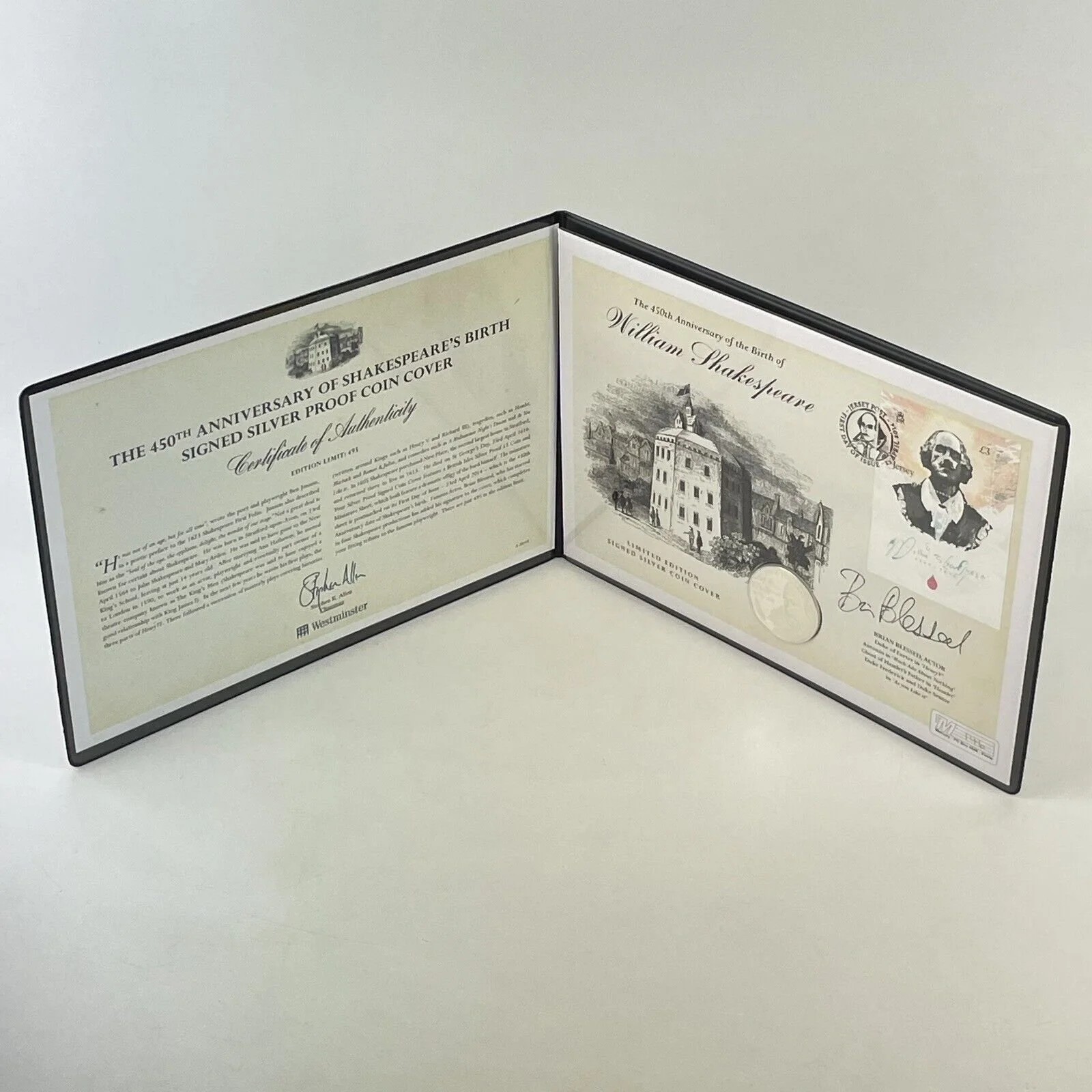 450th Anniversary Of Shakespeare’s Birth Signed Silver Coin Cover Westminster
