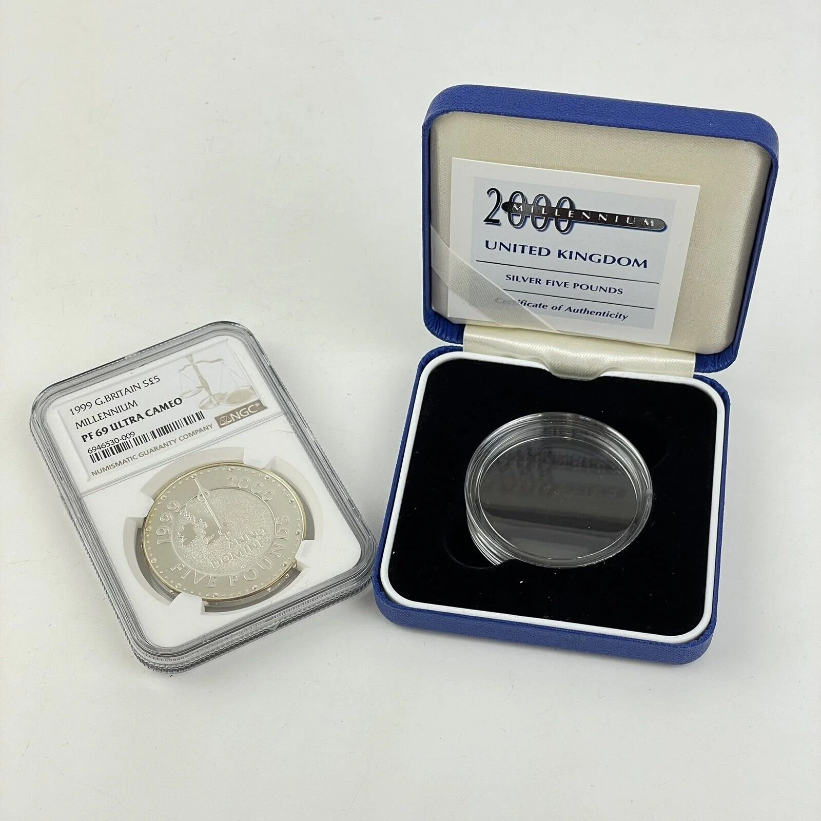 NGC Graded 1999 Great Britain Silver £5 Proof PF 69 Ultra Cameo Coin