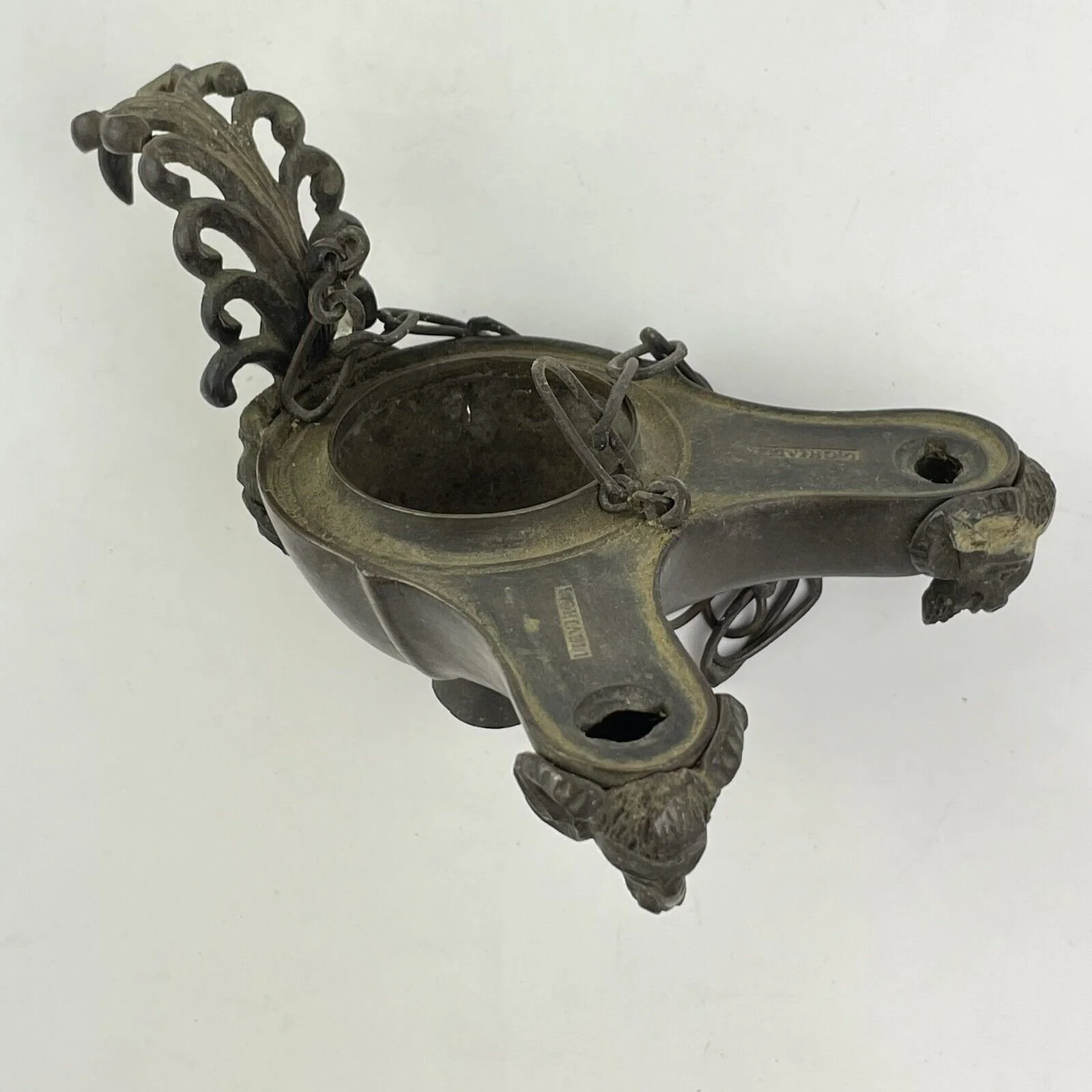 Antique 19th Century Grand Tour Type Bronze Oil Lamp Signed Chialli 12.5cm A/F