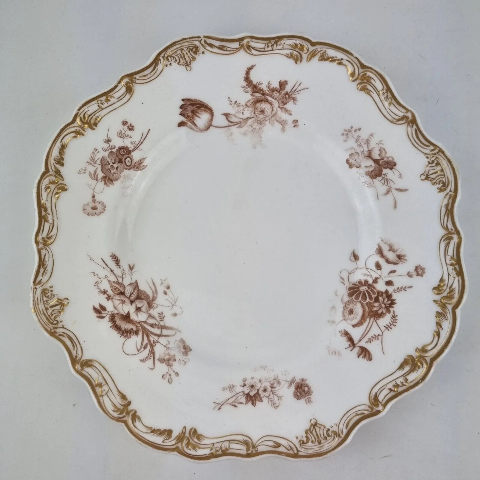 Antique 19thC Copeland & Garrett Porcelain Plate Printed Flower Decoration #5