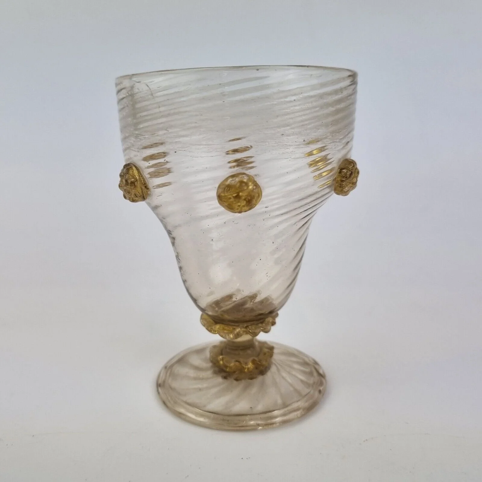 Antique Venetian Glass Decorated With Gilt Applied Raspberries 9cm High