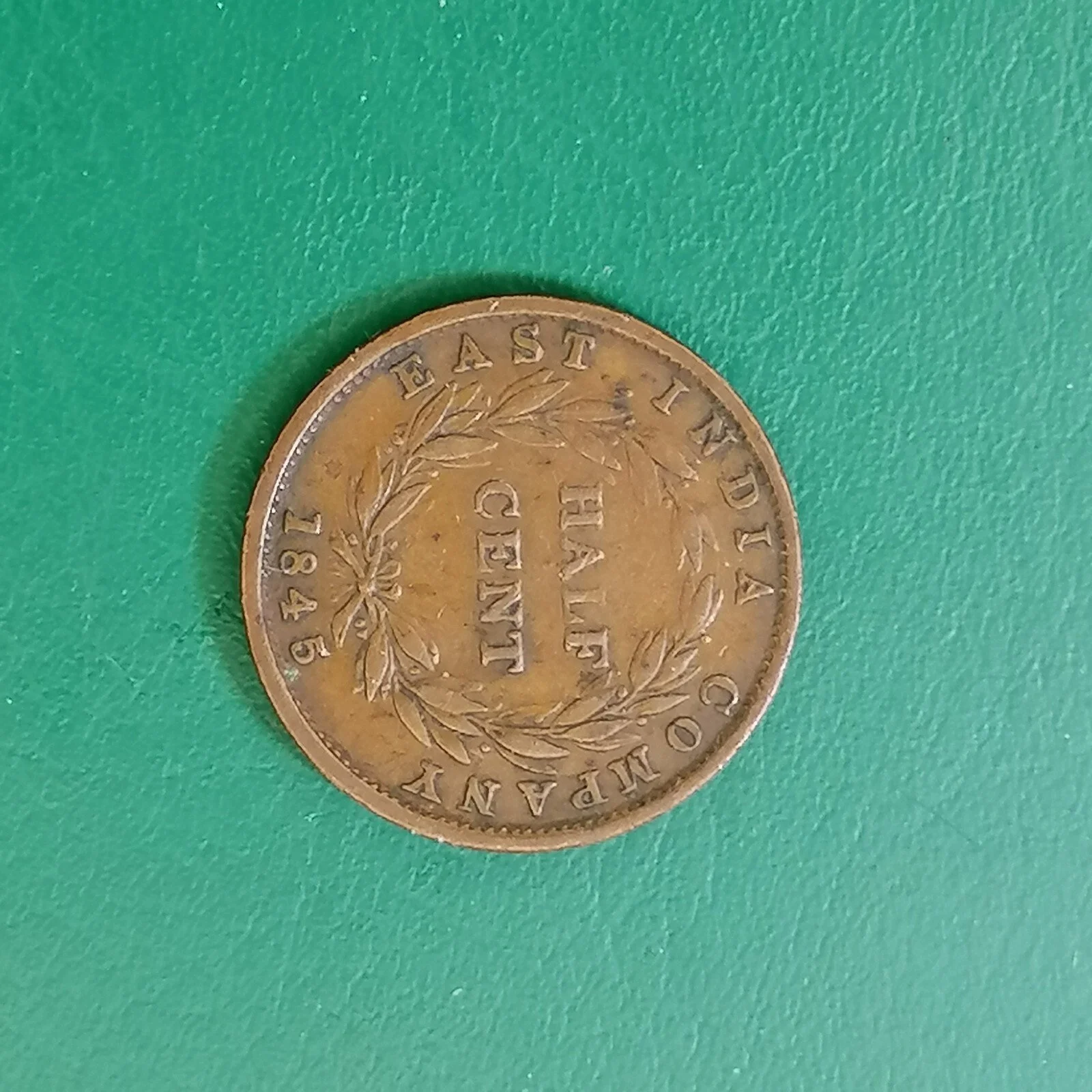 1845 East India Company / Malaysia 1/2 Cent Coin. Victoria