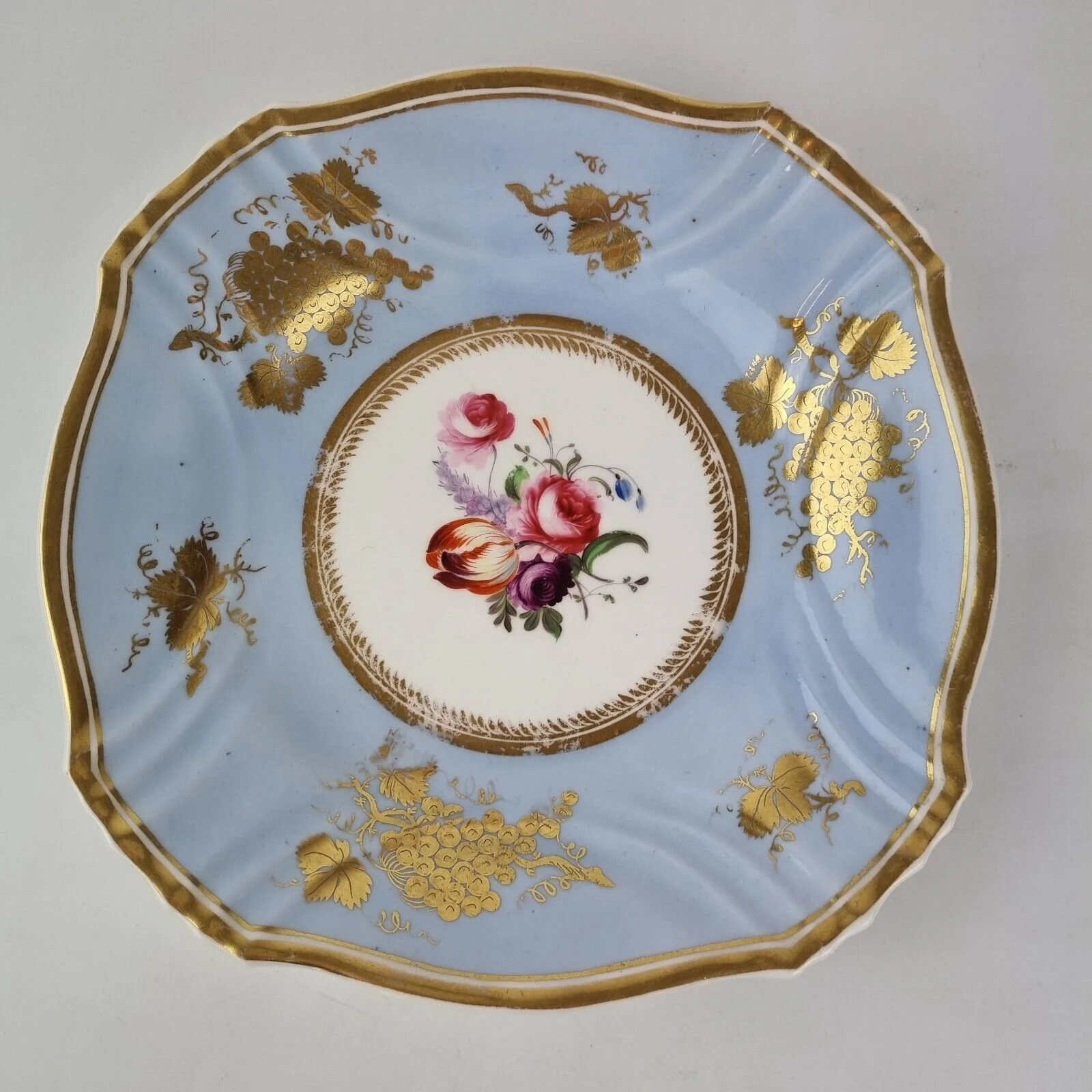 Antique 19th Century Ridgway Plate Painted With Flowers #9