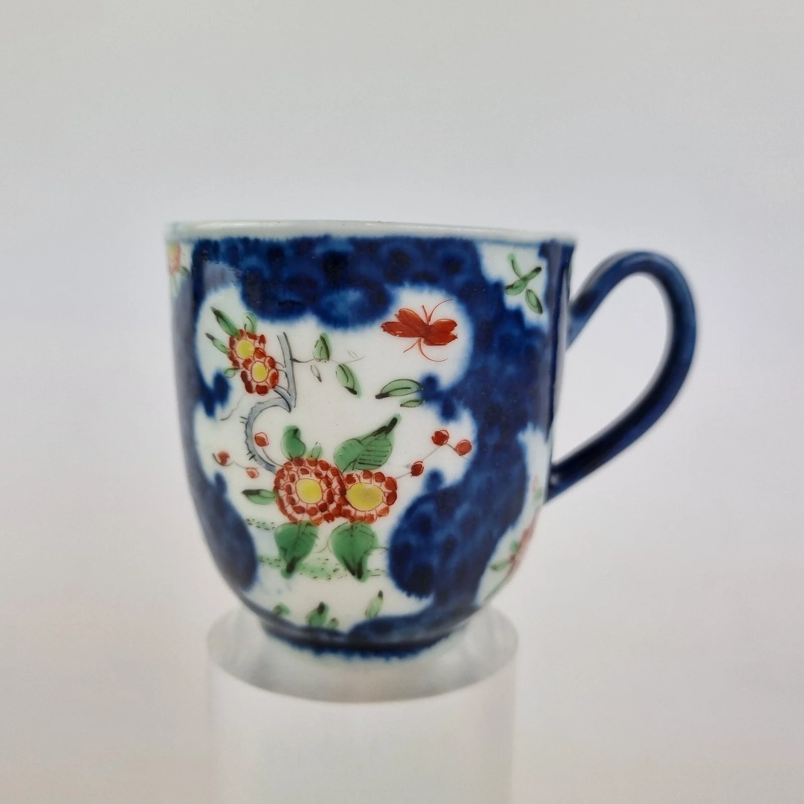 Antique 18th Century Worcester Coffee Cup Polychrome Decoration