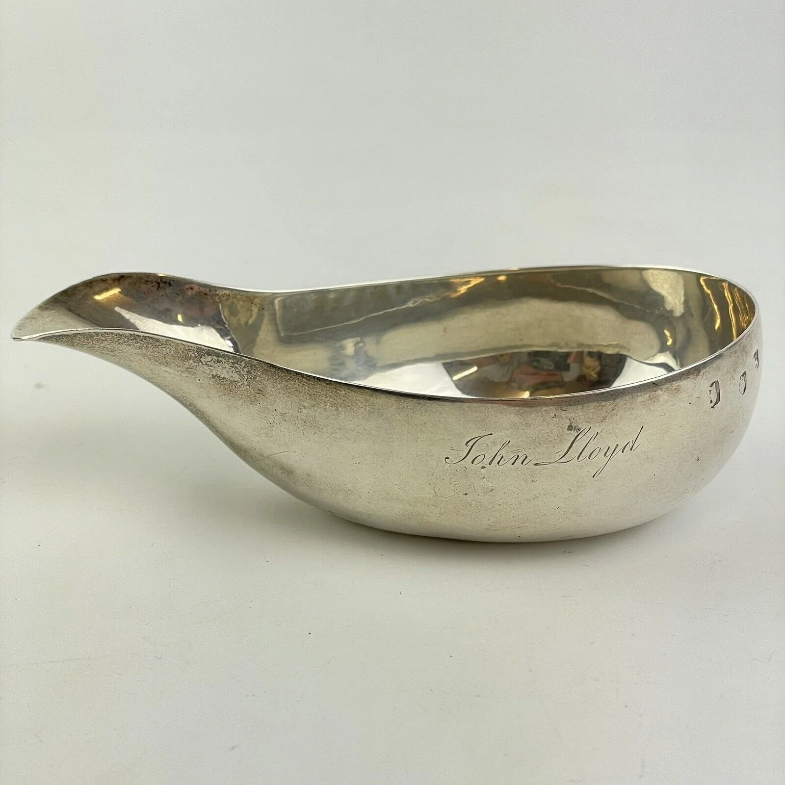 Antique Solid Silver Pap Boat “John Lloyd” William Cripps 1764 11.3cm 49g