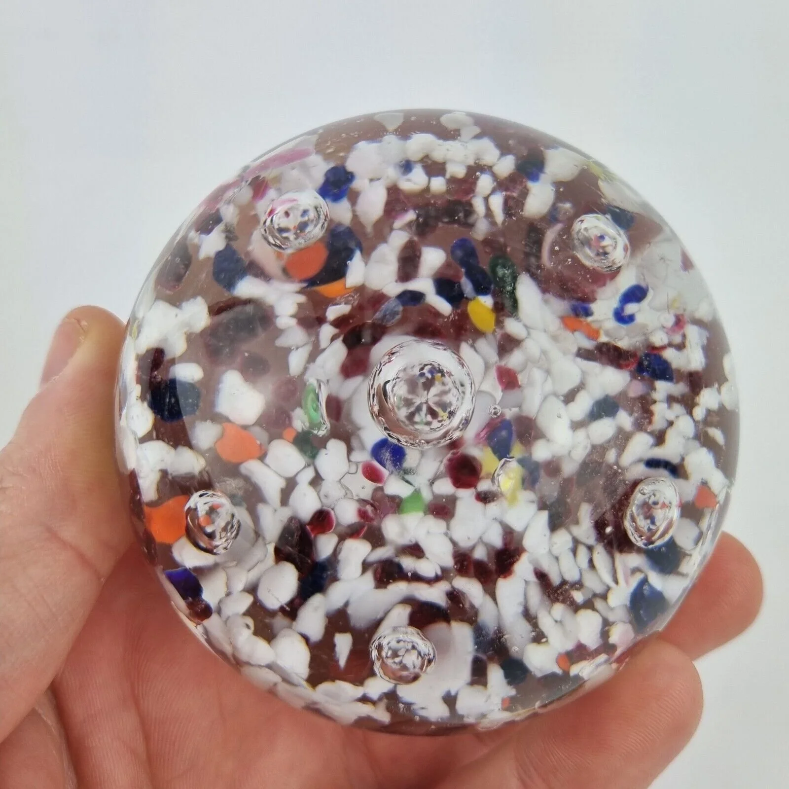 Vintage Paul Ysart Style Art Glass Paperweight With Air Bubbles Wheeler Antiques