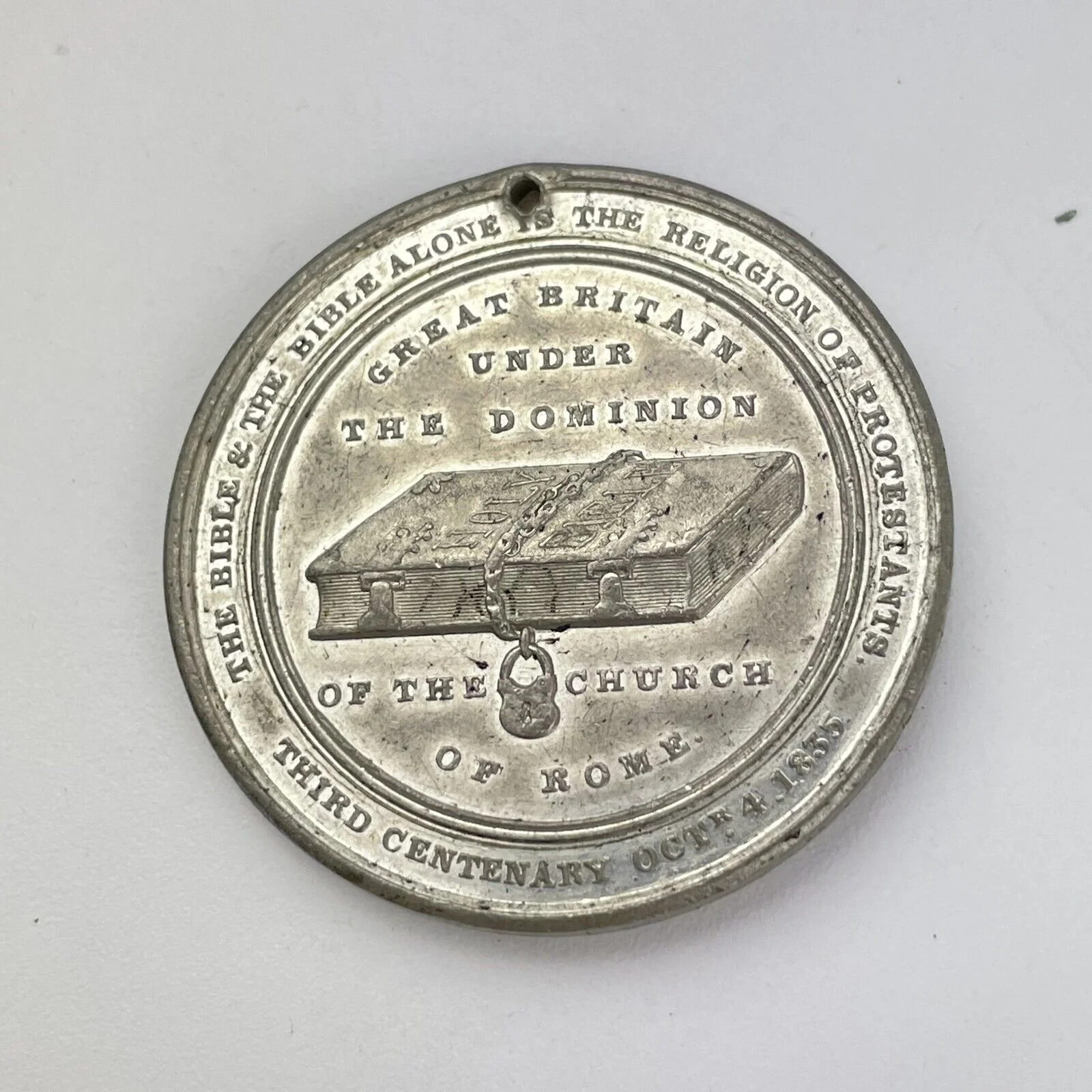 Antique Tercentenary Of The First English Bible 1835 Medal 38mm 14g