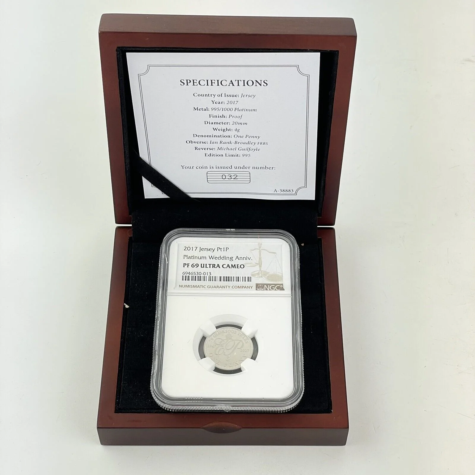 NGC Graded Jersey Pt1P 1p Penny Platinum Proof PF 69 Ultra Cameo Coin