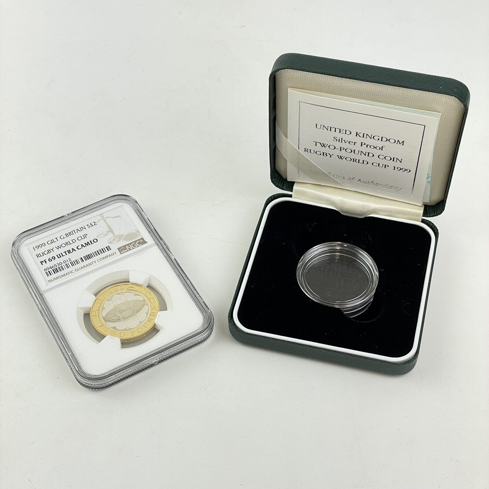 NGC 1999 Great Britain Silver £2 Rugby World Cup Proof PF 69 Ultra Cameo