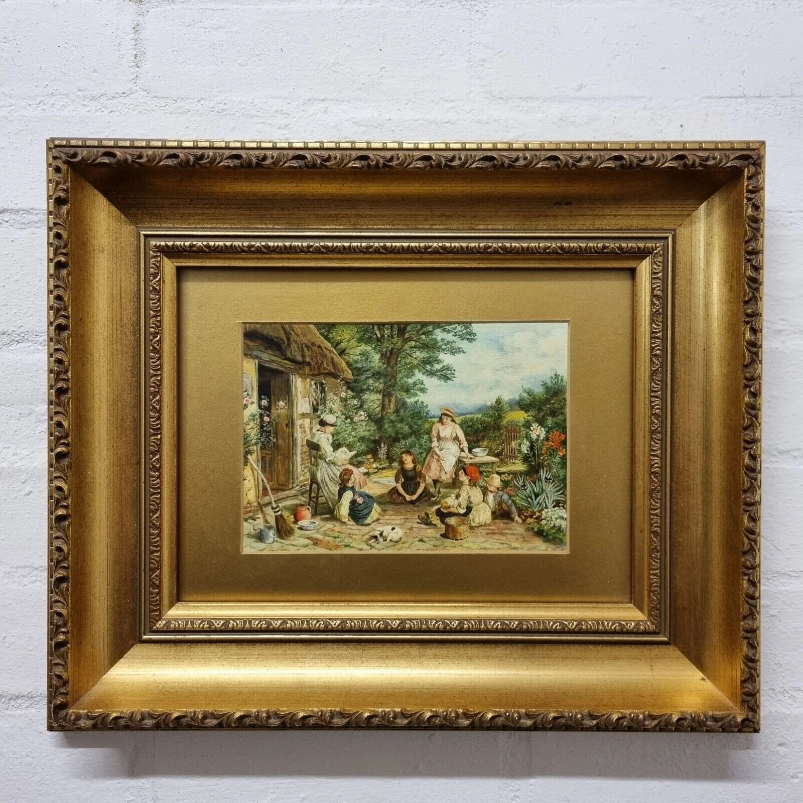 After Myles Birket Foster Oil On Board "The Story Book" By Teresa M. Brown