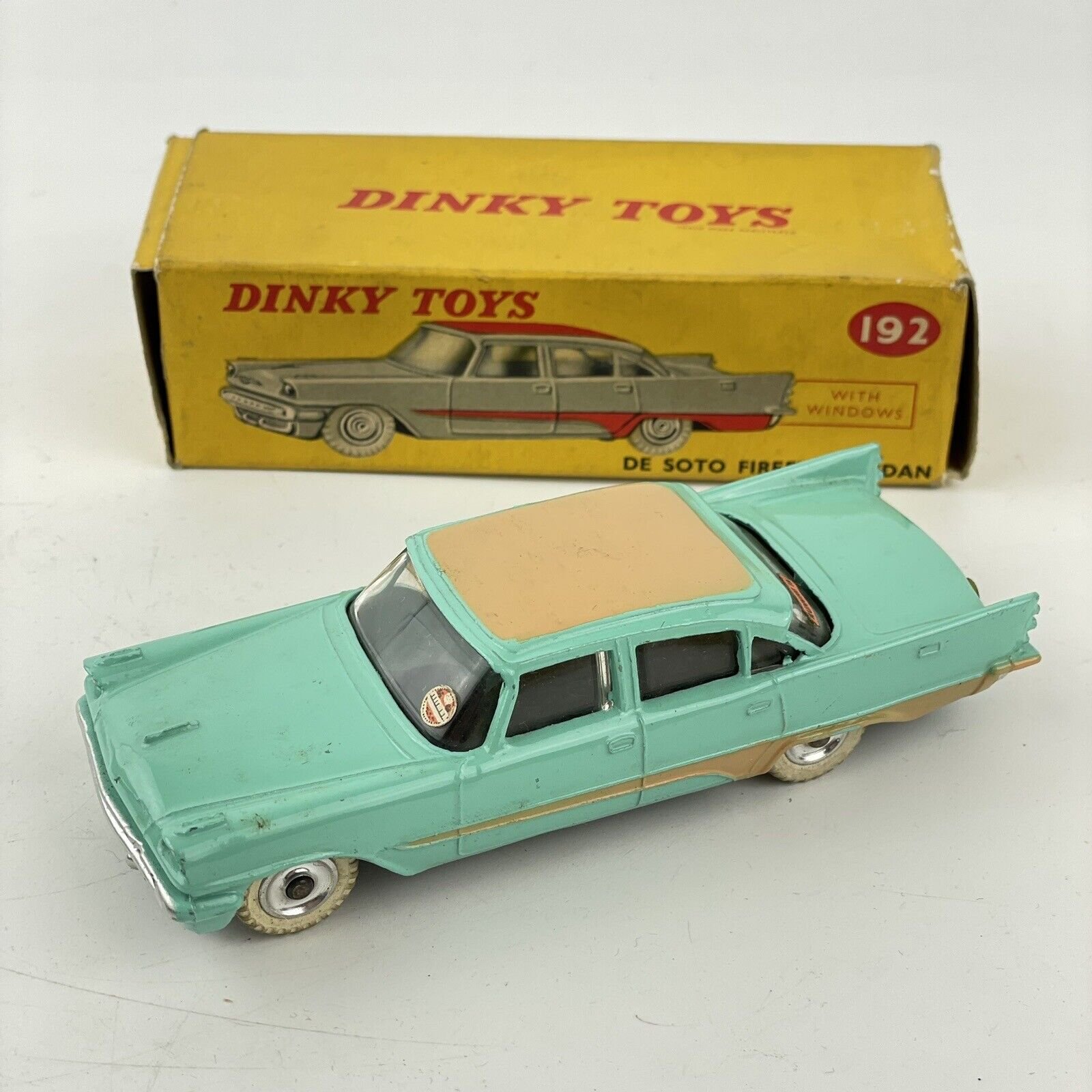 Vintage Boxed Dinky Toys No 192 De Soto Fireflite Sedan Turquoise Body
