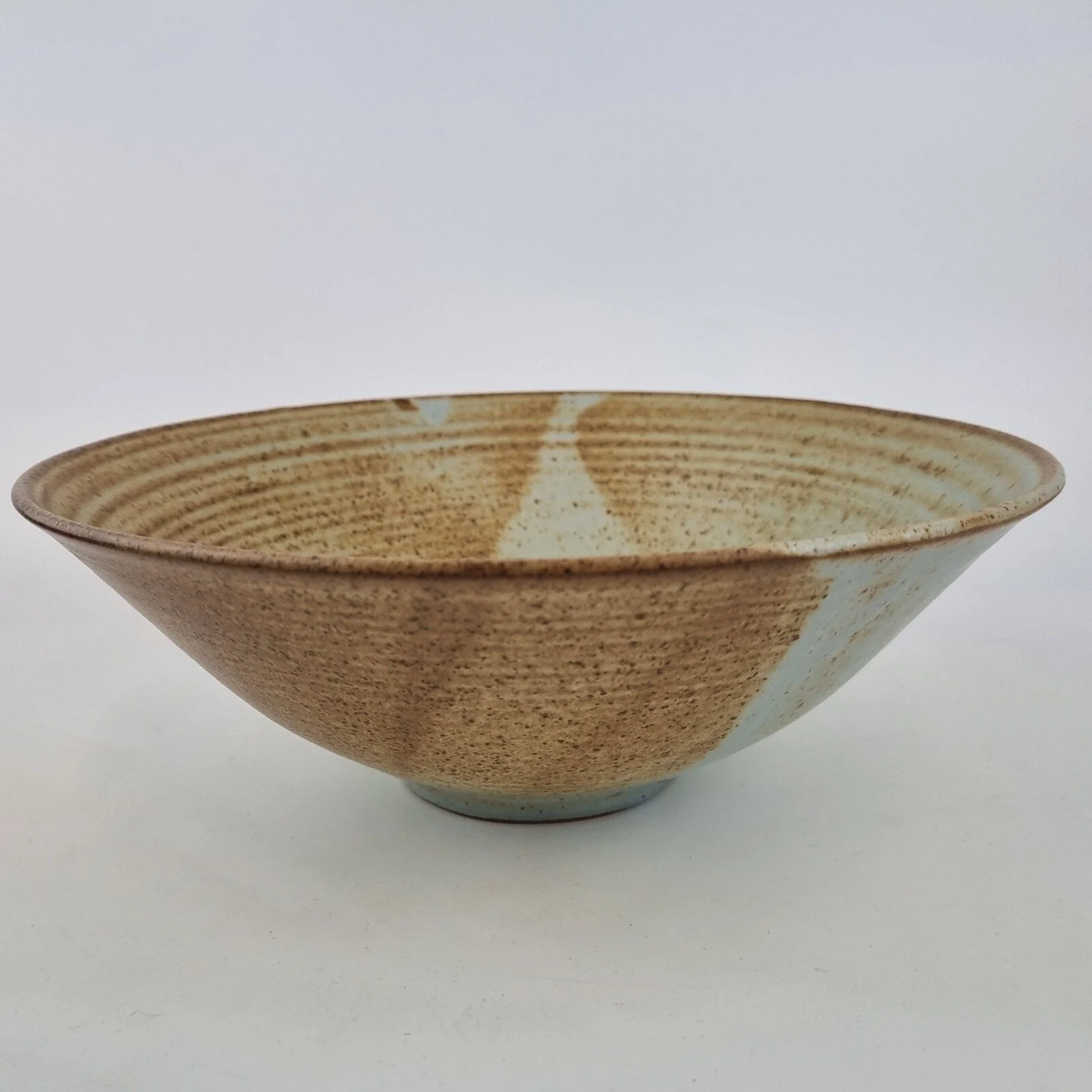 Vintage Studio Pottery Bowl With Brown Speckled Glaze 25.8cm Diameter