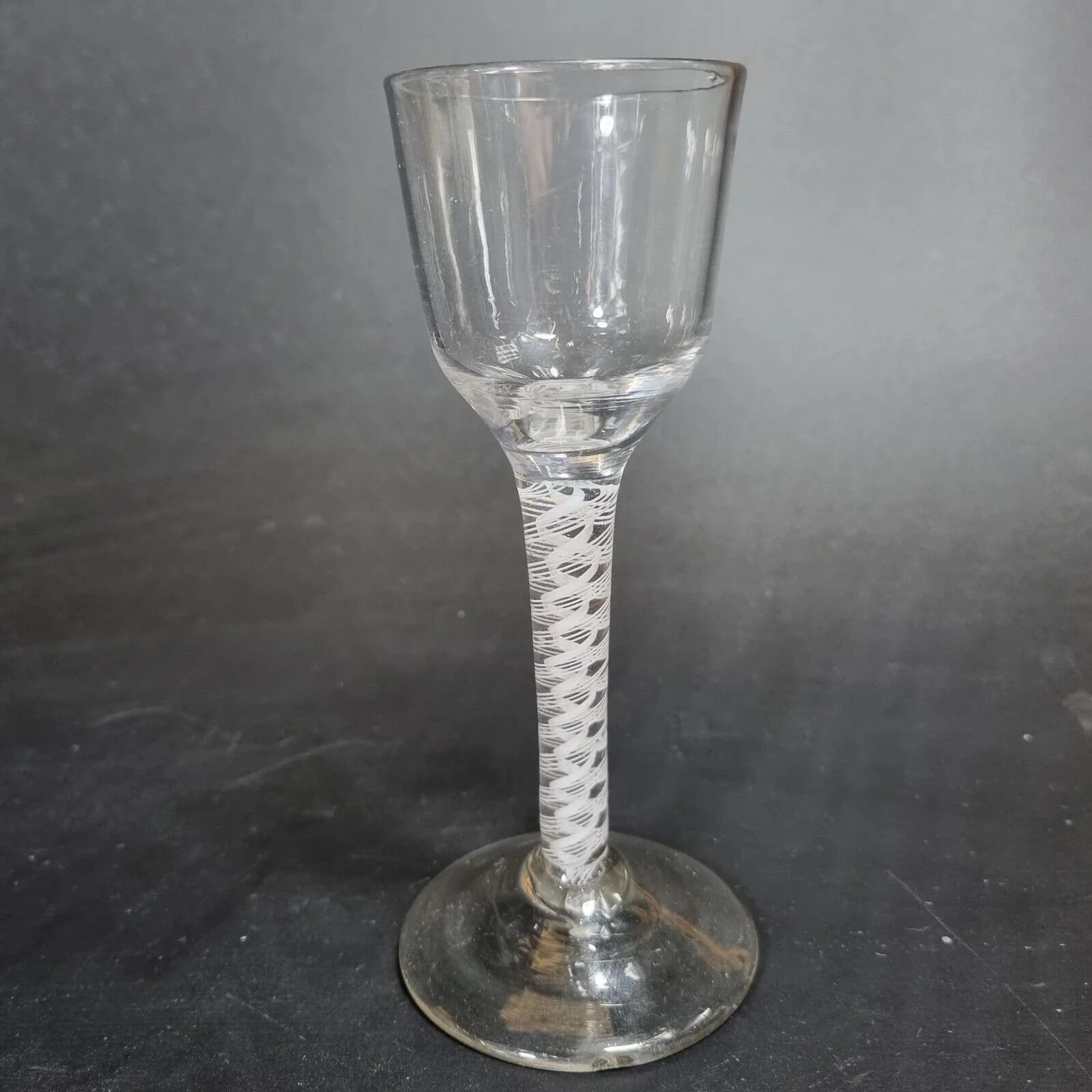 Antique 18th Century Wine Glass Double Opaque Twist Stem 14.5cm High