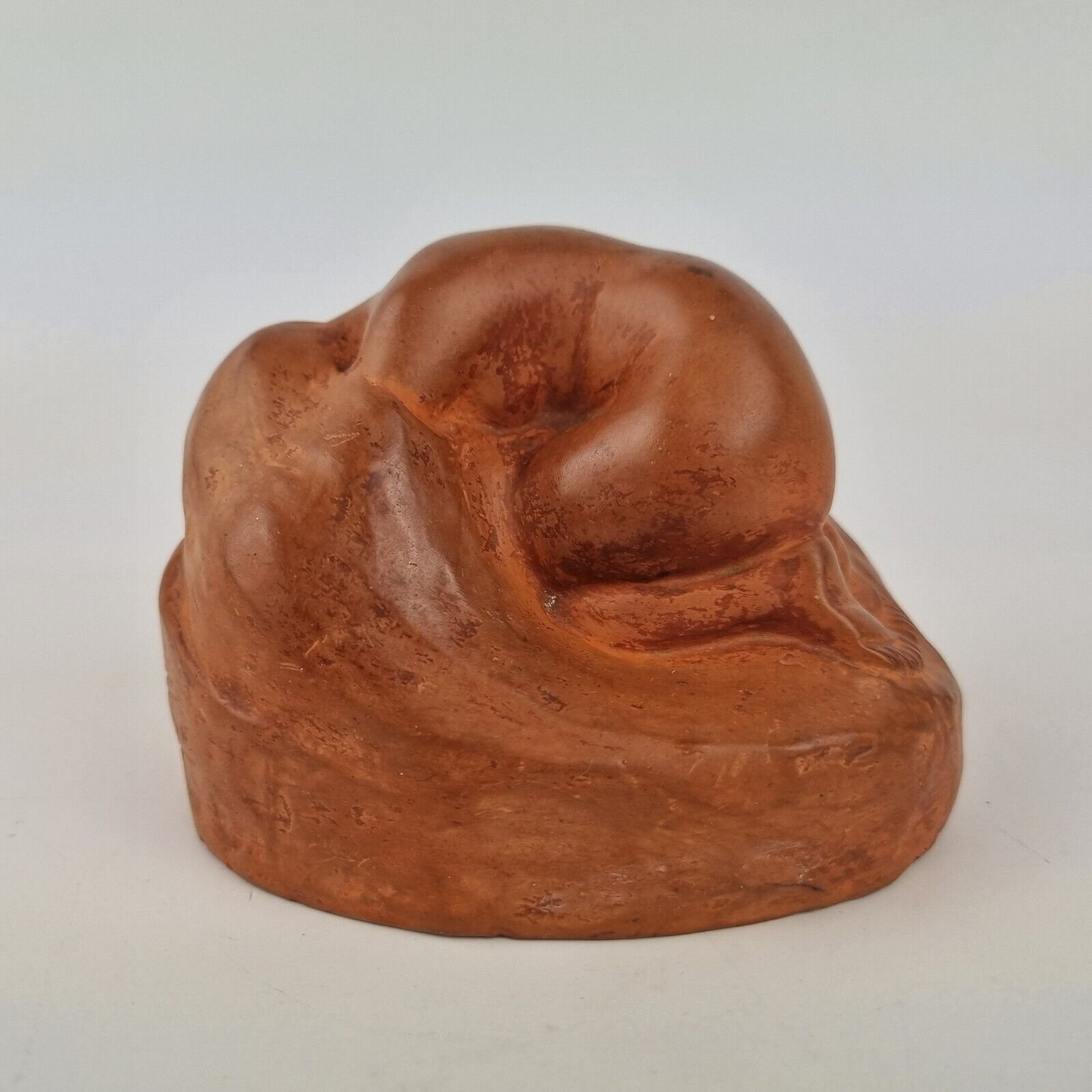 F. Trinque Signed Terracotta Figure Lady Nude On Naturalistic Base 10.2cm Long