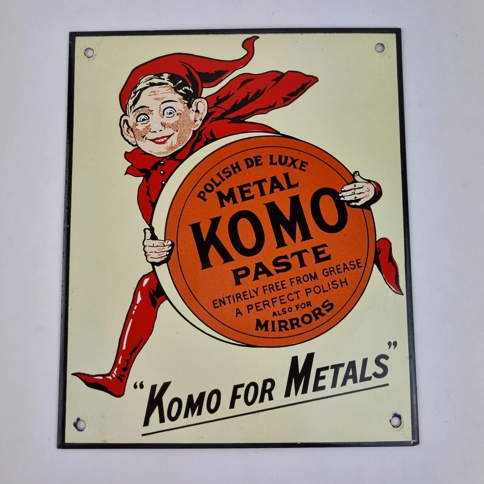Reproduction Enamel Sign "Komo Metal Paste Polish" 24.7cm High