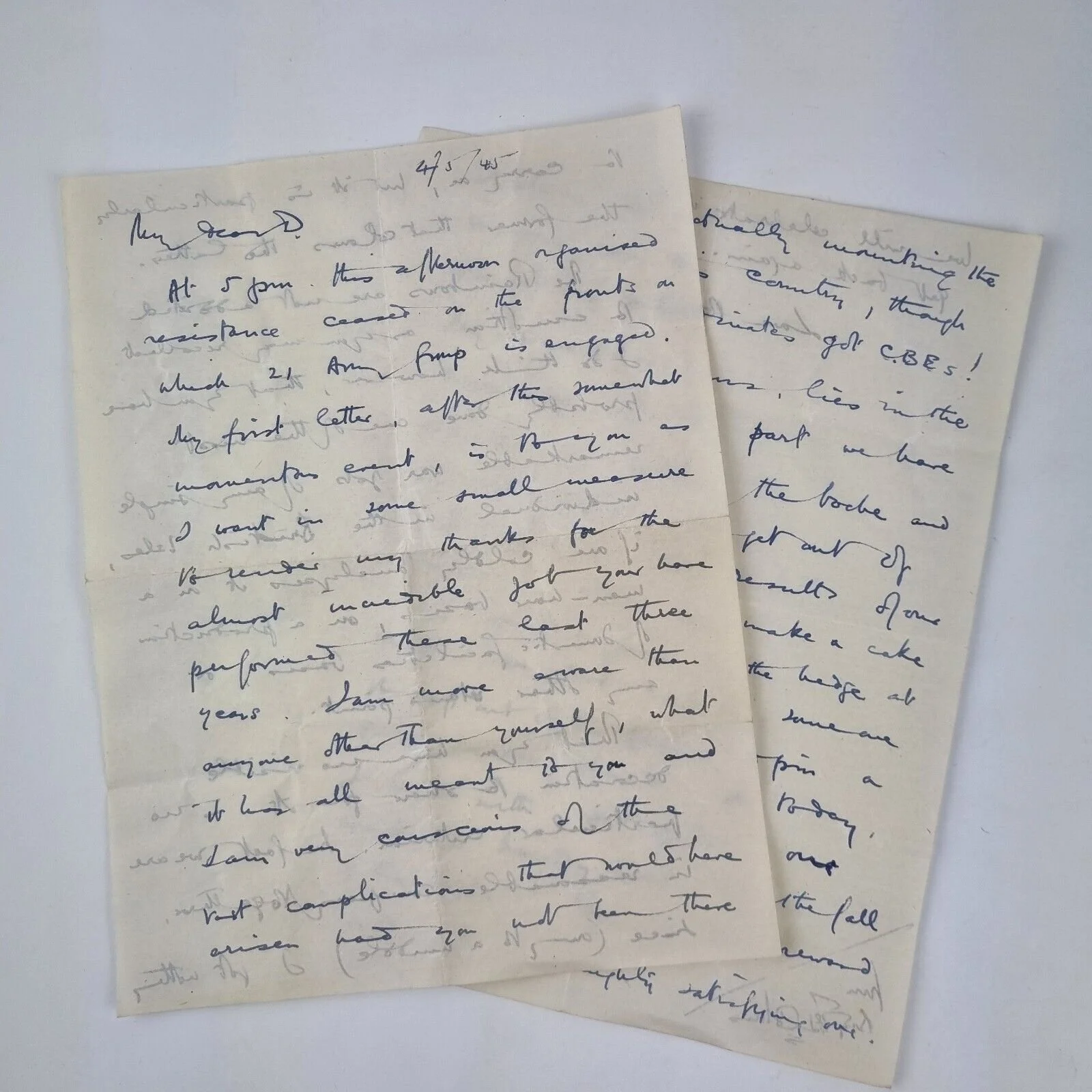 Brigadier Thomas "Tommy" Collins WW2 Letter Recording Surrender German Troops
