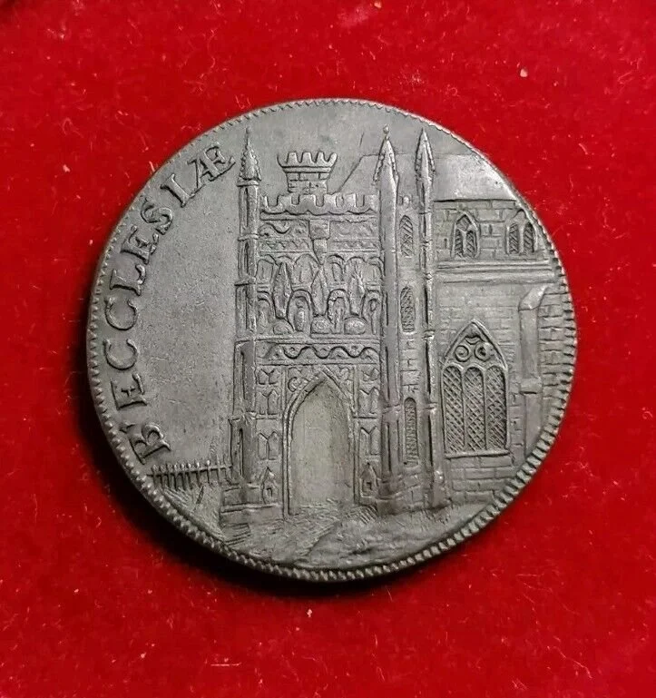 1795 Conder Token. Beccles Halfpenny. Church And Bridge, Suffolk 16