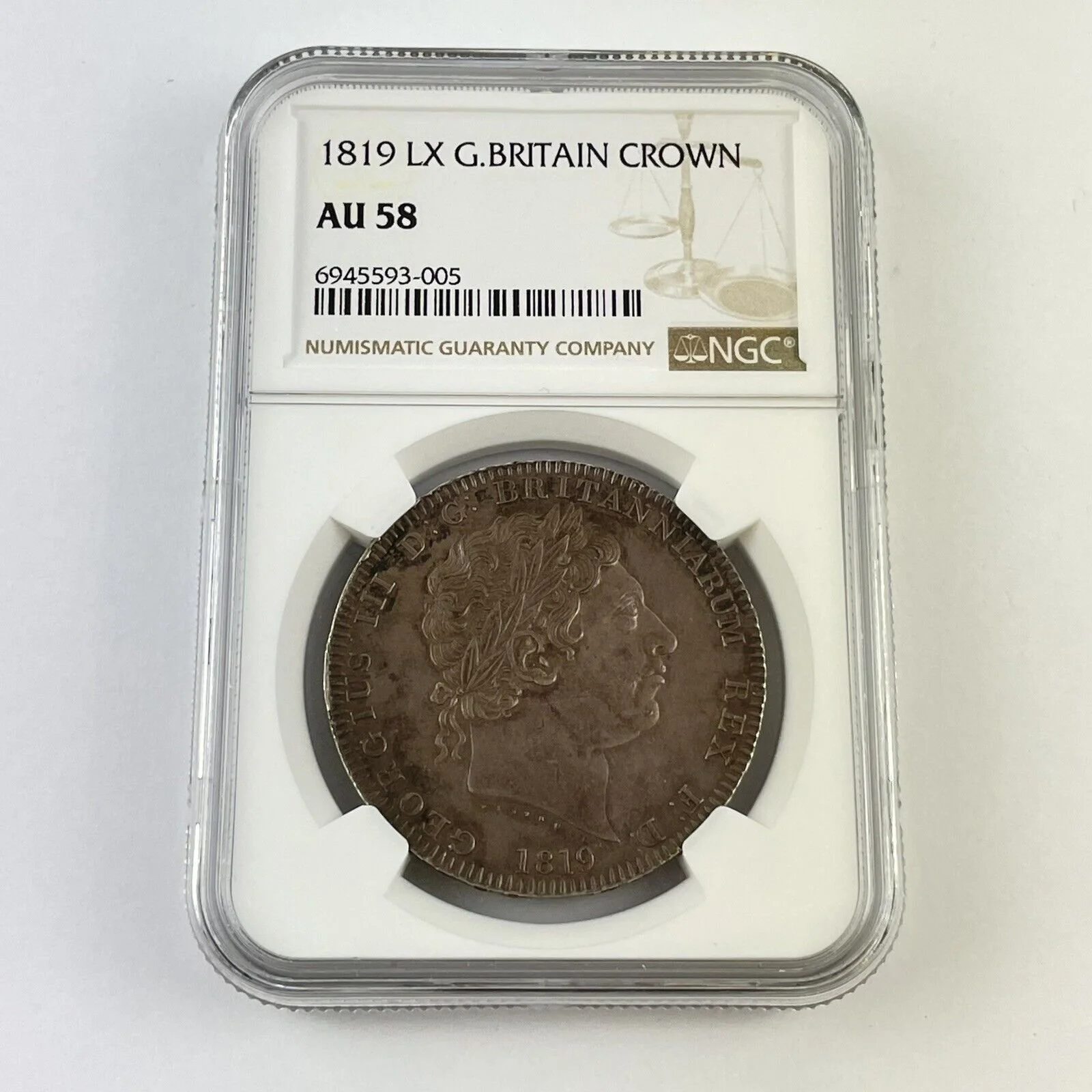 Great Britain George III 1819 LX Crown Silver Coin AU 58 NGC Graded